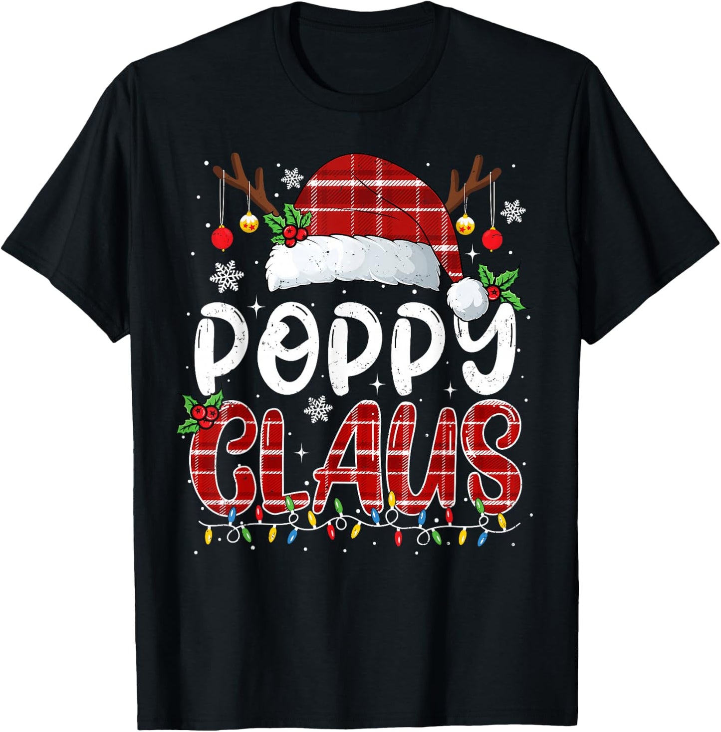Poppy Claus Christmas Lights Pajama Family Matching T-Shirt - T-Shirt | Black