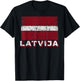 Latvian Flag Of Latvija Distressed Men Women Kids Latvia T-Shirt - T-Shirt | Black