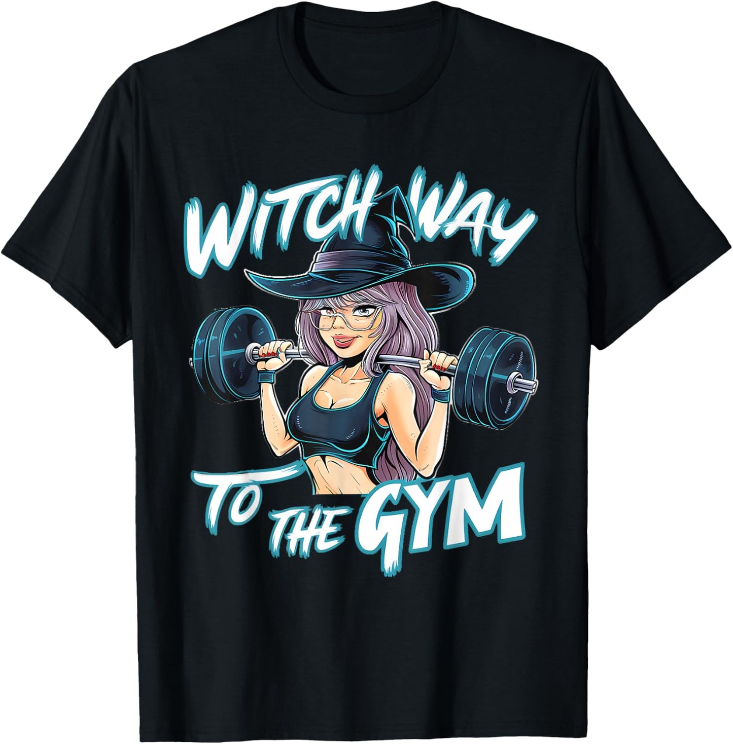 Witch Way to the Gym Halloween Workout Fitness Anime T-Shirt - T-Shirt | Black