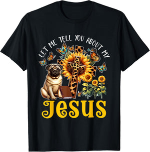 Tell About Jesus Costume Pug Cute Christian Cross T-Shirt - T-Shirt | Black