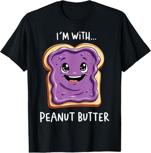 Matching Couple Halloween Peanut Butter The With I'm Jelly T-Shirt - T-Shirt | Black