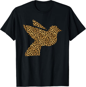 Dove Leopard Print Pigeon Bird Animal Lover Women Gift T-Shirt - T-Shirt | Black