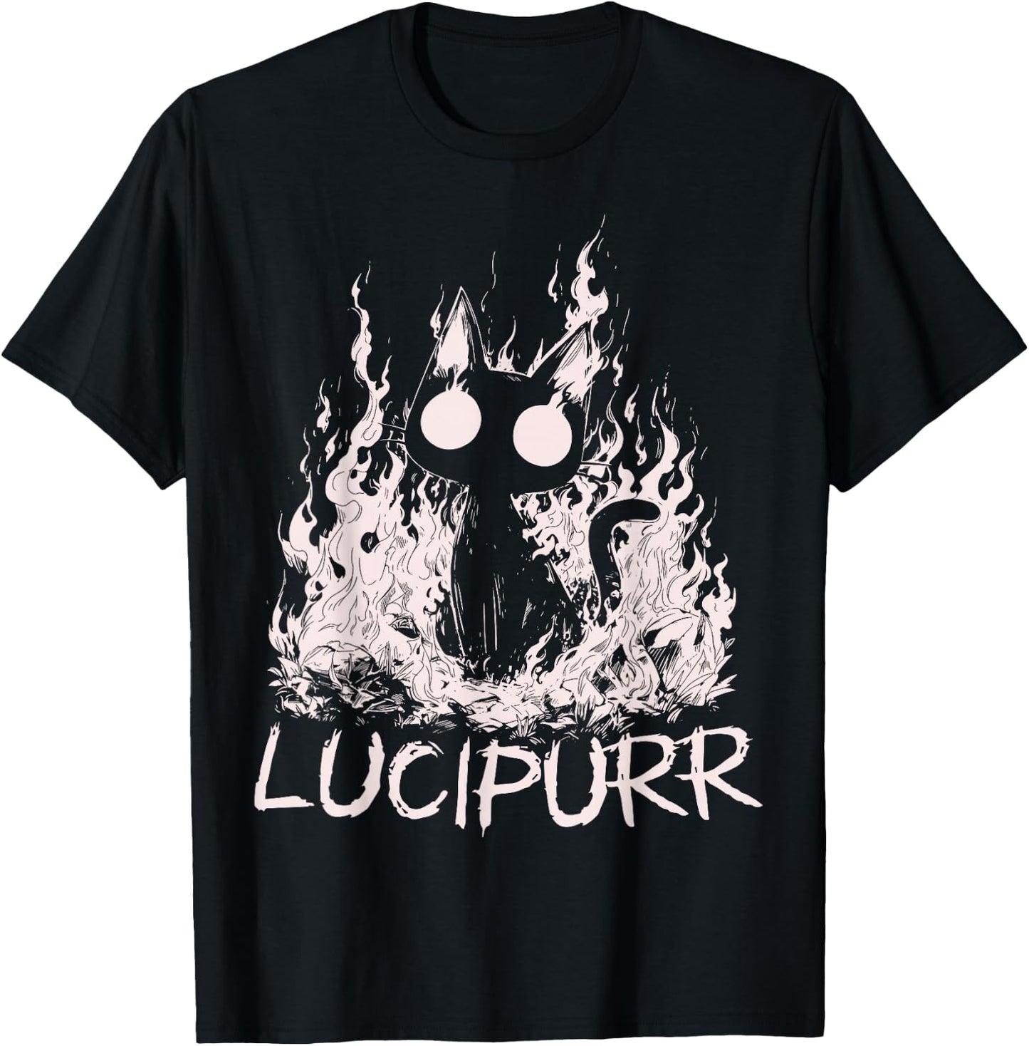 Lucipurr Cat Lover Lucifer Baphomet Demon Kitty T-Shirt - T-Shirt | Black