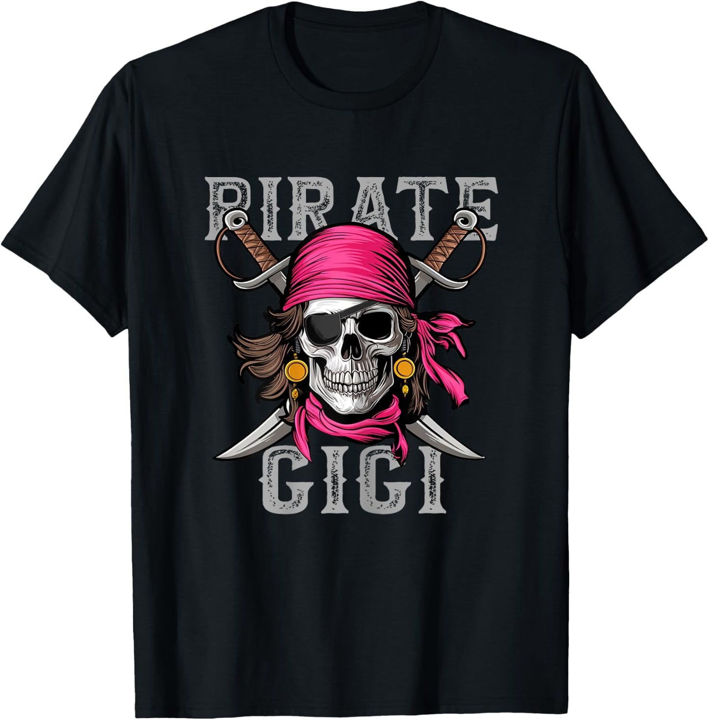 Funny Pirate Gigi Skull Halloween Costumes Family Matching T-Shirt - T-Shirt | Black