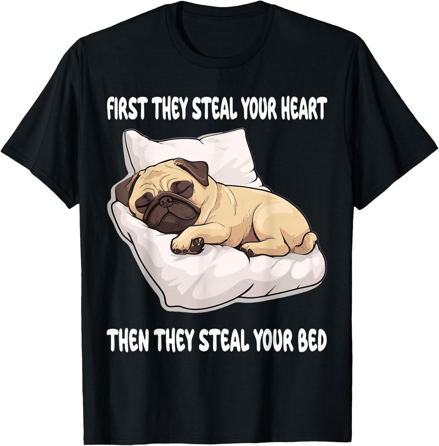 Pug Sleeping Pajamas Nightgown T-Shirt - T-Shirt | Black