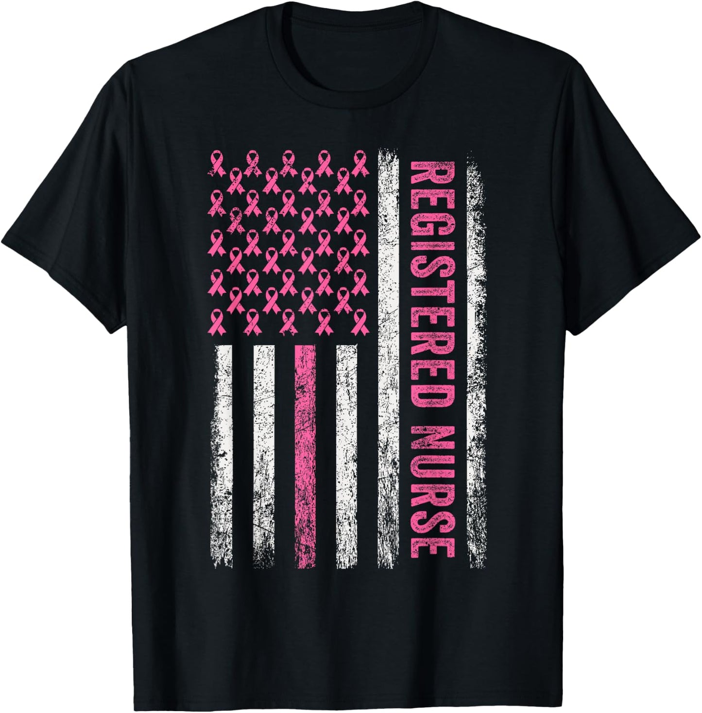 RN Nurse Breast Cancer Pink Registered Nurse Breast Cancer T-Shirt - T-Shirt | Black