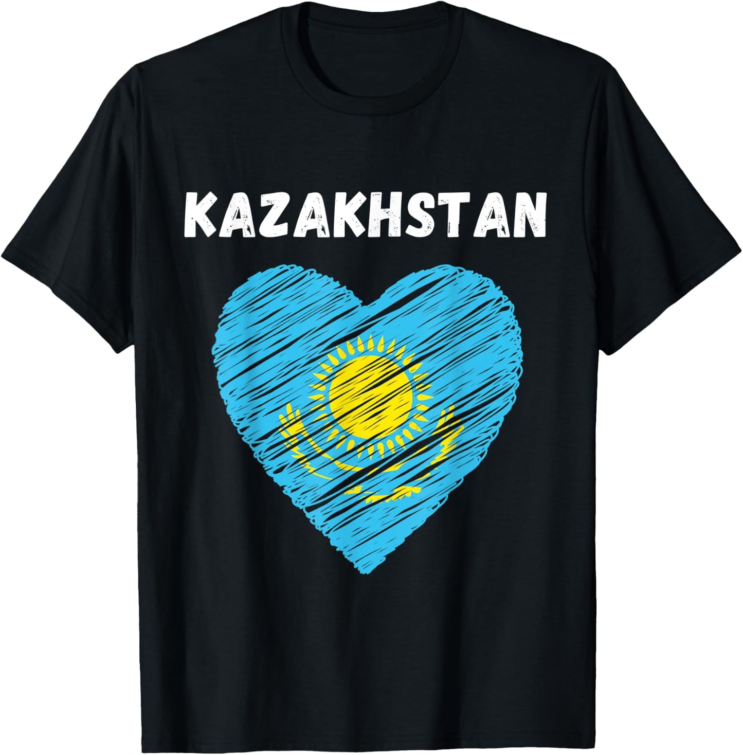 Kazakhstan Flag Holiday Kazakhstan Heart Kazakhstani Flag T-Shirt - T-Shirt | Black