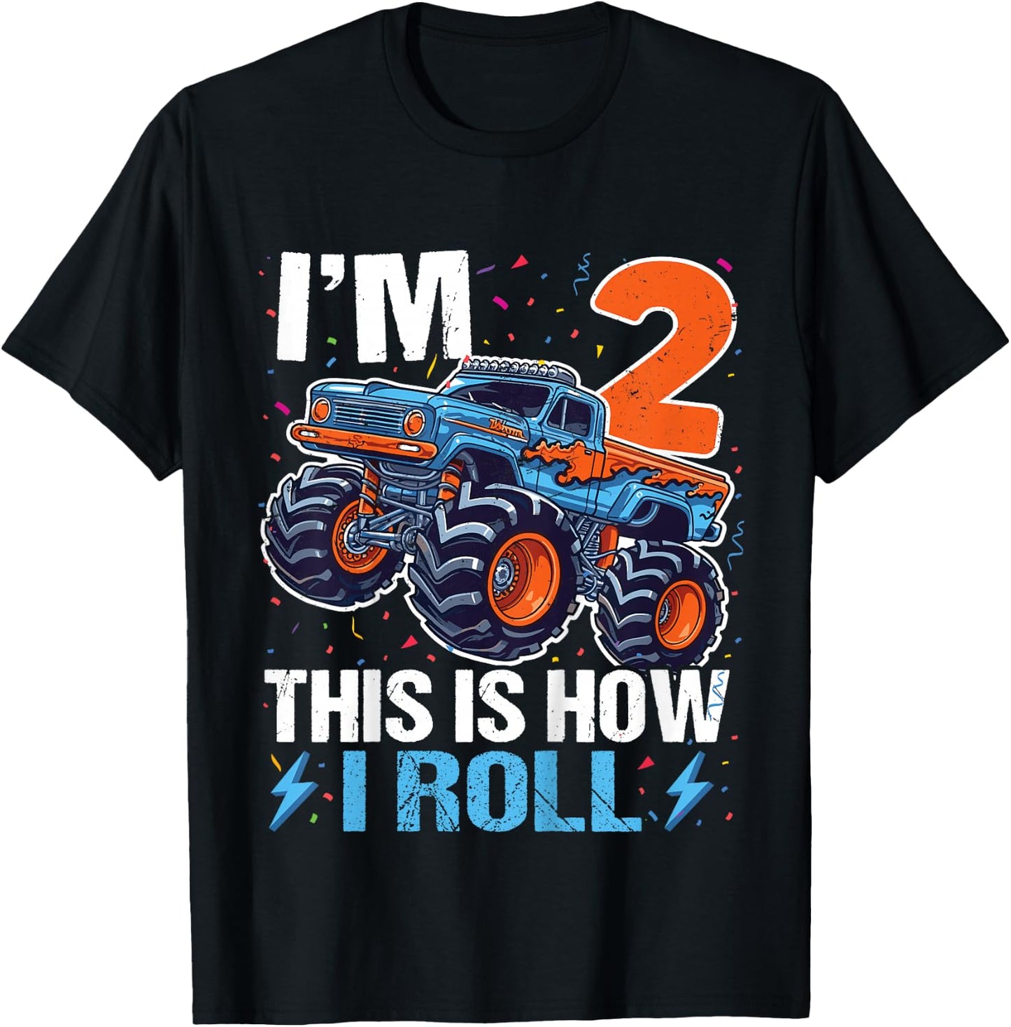 2nd Birthday Monster Truck 2 Year Old Boys 2nd Party T-Shirt - T-Shirt | Black