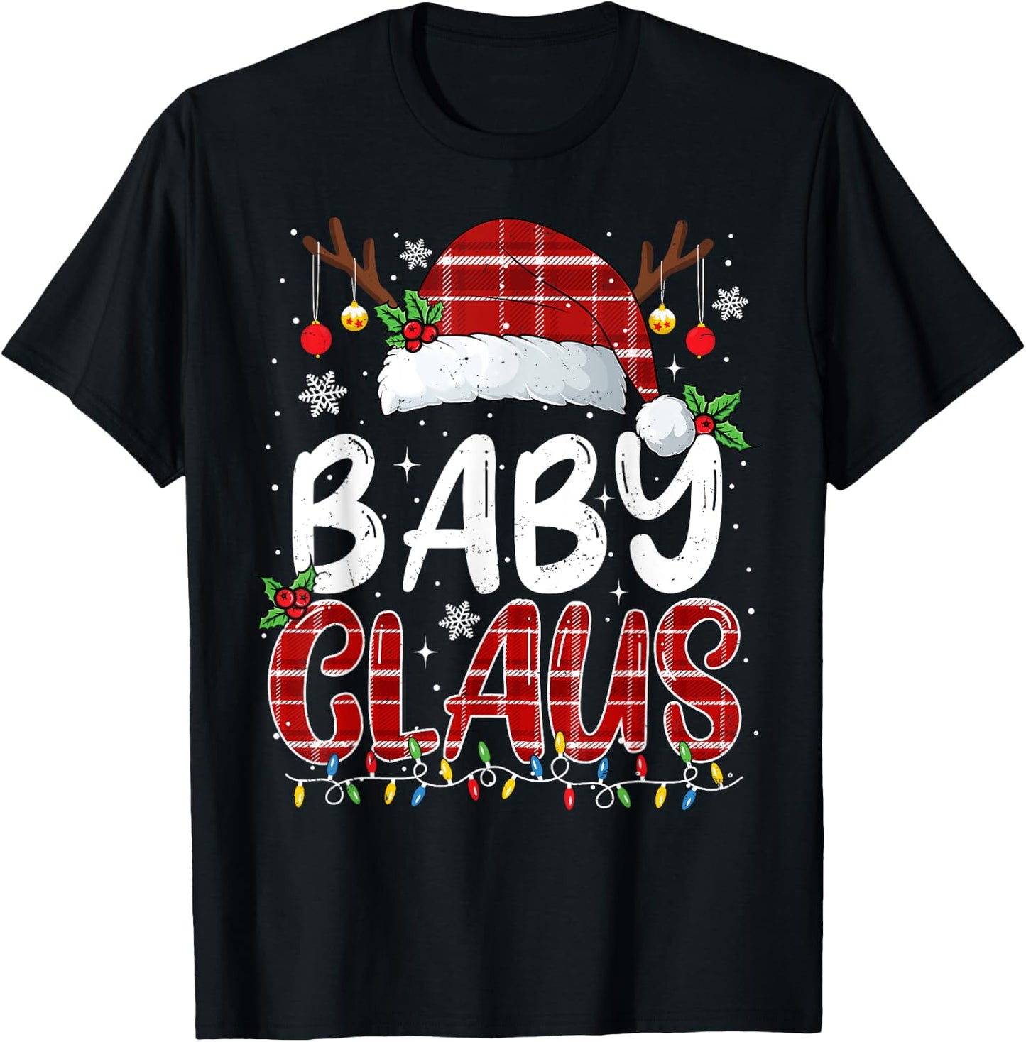 Baby Claus Christmas Lights Pajama Family Matching T-Shirt - T-Shirt | Black