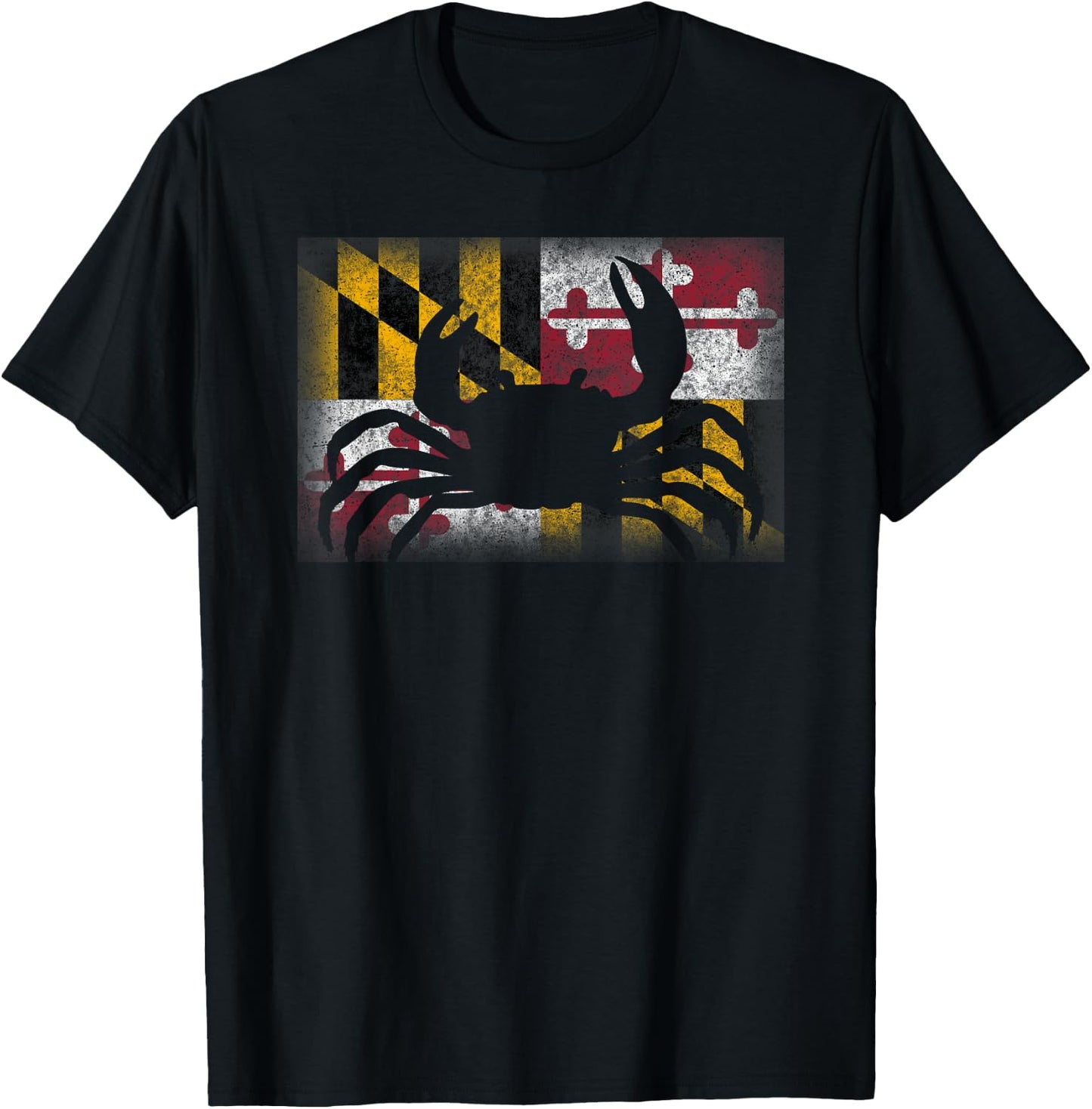 State of Maryland Flag Crab Funny Cute Souvenir Gift T-Shirt - T-Shirt | Black