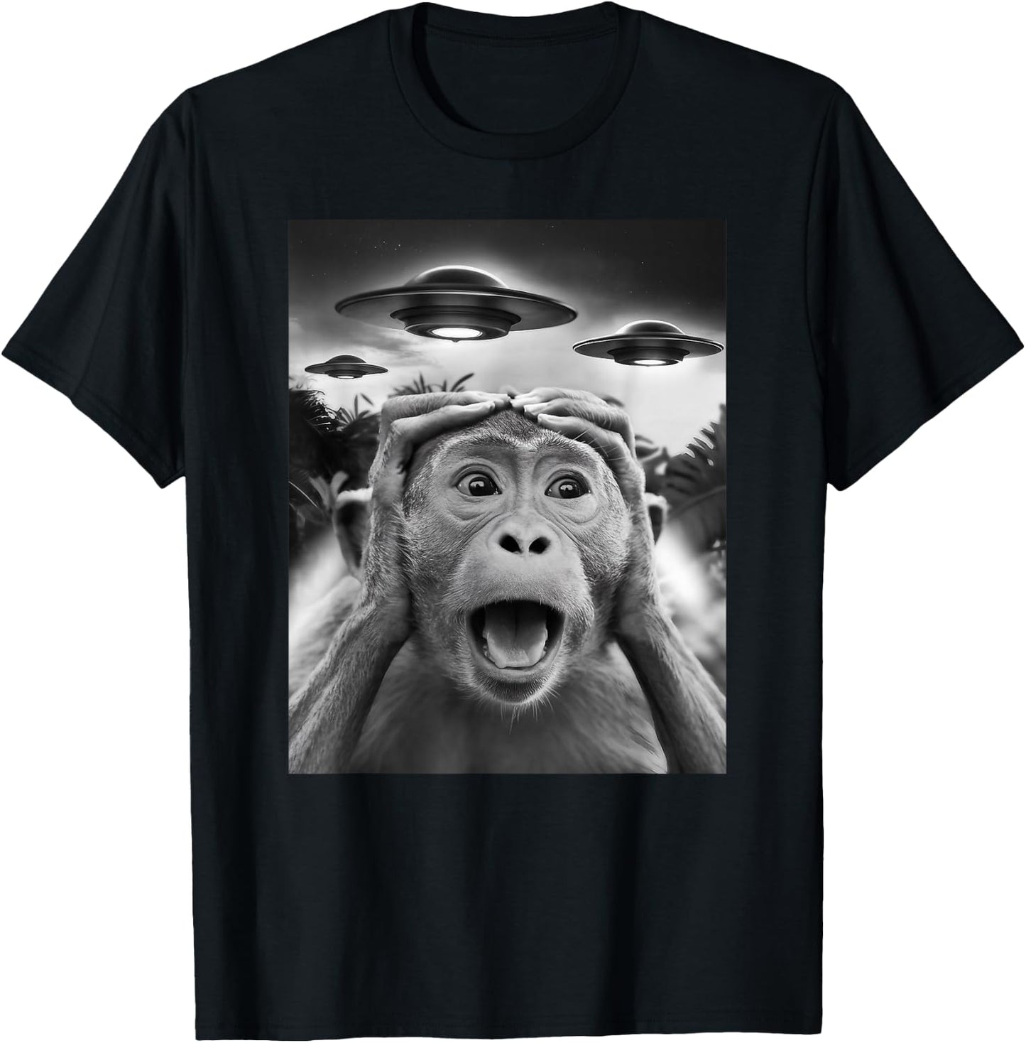 Funny Monkey UFO Weird T-Shirt - T-Shirt | Black