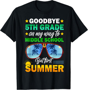 Goodbye 5th Grade Graduation 2024 On My Way to Middle School T-Shirt - T-Shirt | Black