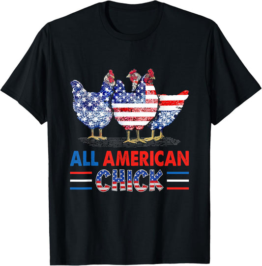 All American Chick Chicken American Flag 4th Of July Men T-Shirt - T-Shirt | Black