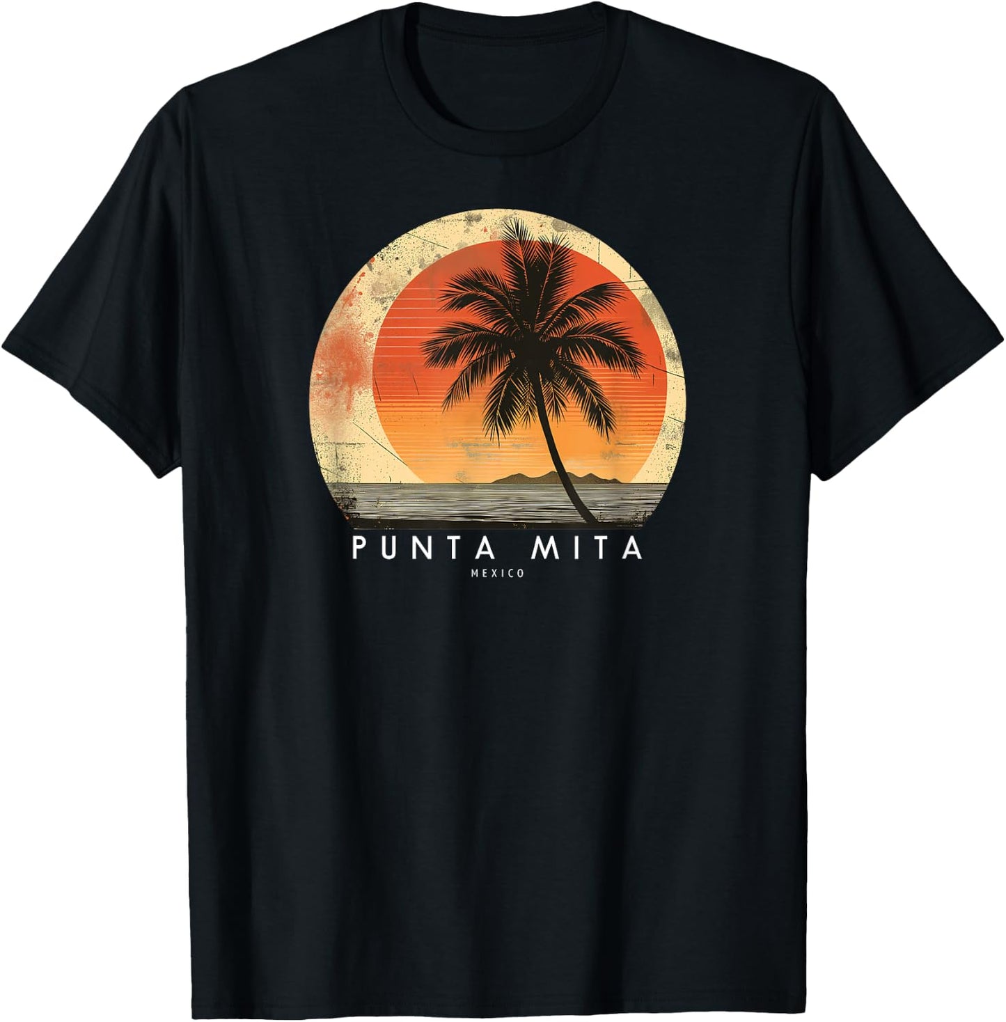 Punta Mita Mexico Nayarit Beach Vacation Vintage Sunset T-Shirt - T-Shirt | Black