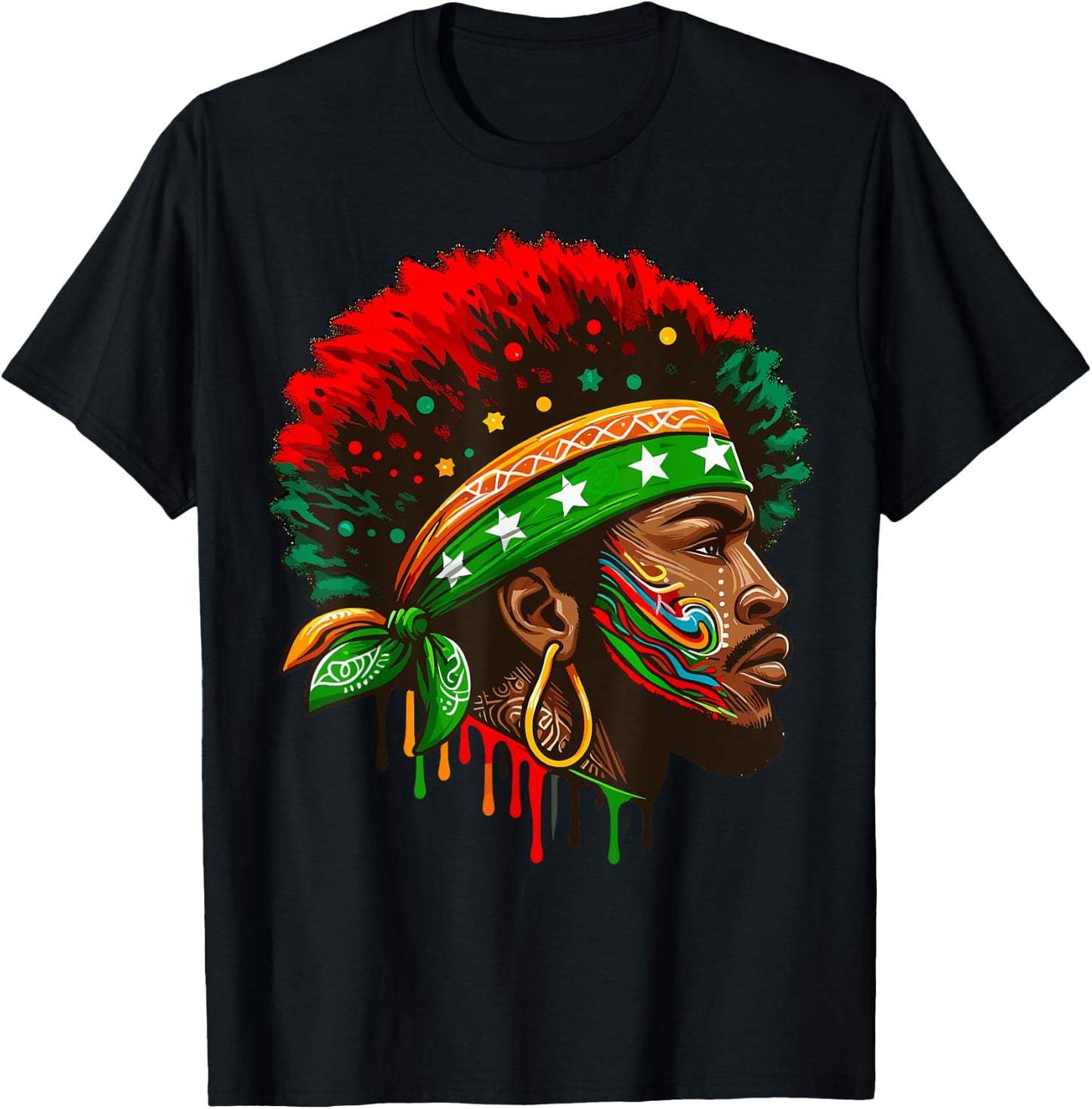 Juneteenth Flag African American Black History Face T-Shirt - T-Shirt | Black