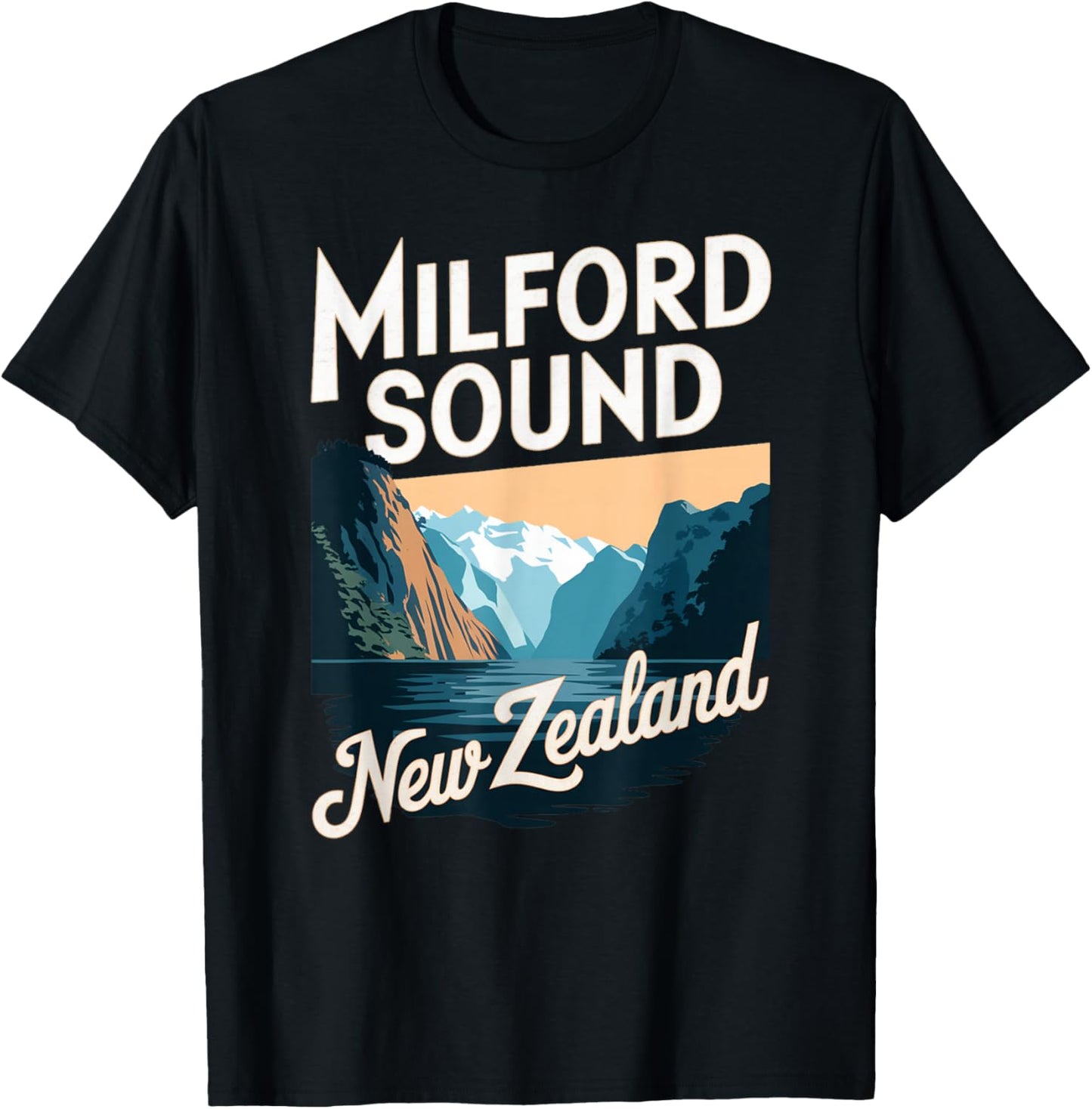 Explore Scenic Milford Sound in New Zealand T-Shirt - T-Shirt | Black