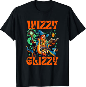 "Wizzy Glizzy" Witchy Wiener Hot Dog Wizard Meme Halloween T-Shirt - T-Shirt | Black