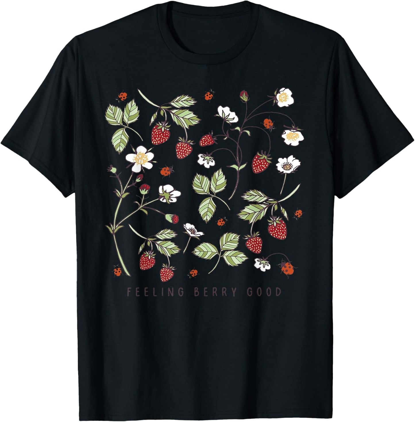 Boho Strawberry Feeling Berry Good Festival Fruit Lover Gift T-Shirt - T-Shirt | Black