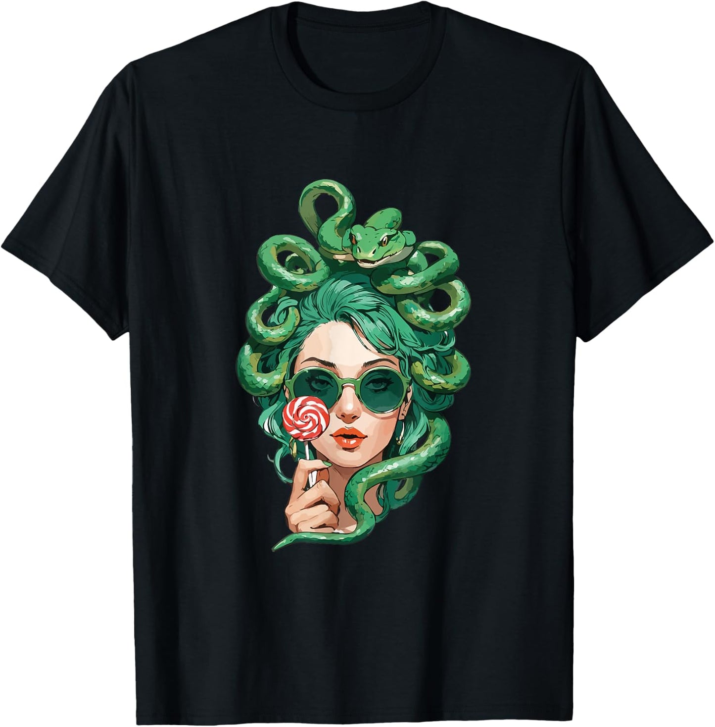 Medusa Greek Mythology Gorgon Snake Hair Mythical Creature T-Shirt - T-Shirt | Black