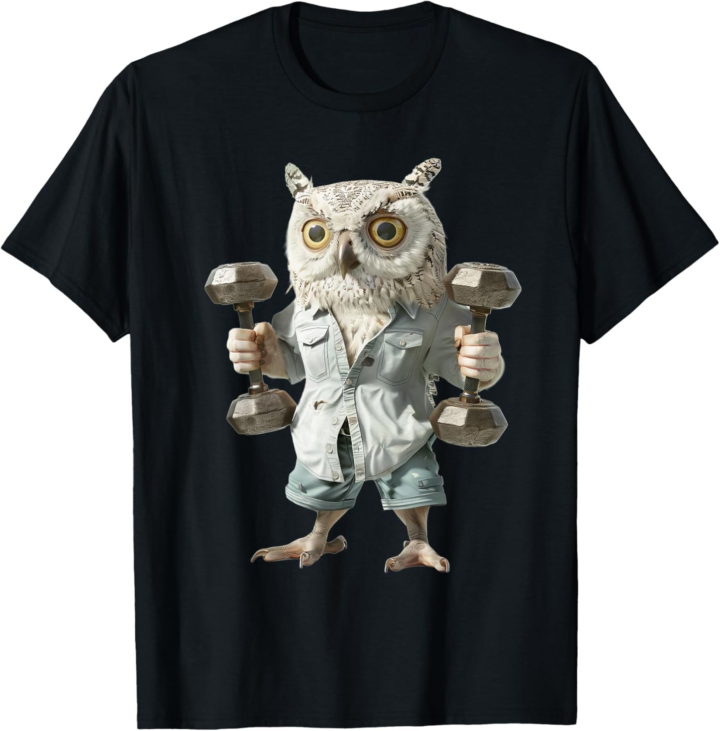 Owl Dumbbells T-Shirt - T-Shirt | Black