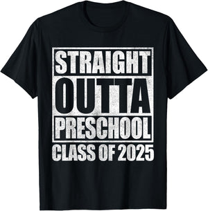 Preschool Graduation Shirt For Boys Straight Outta Preschool T-Shirt - T-Shirt | Black