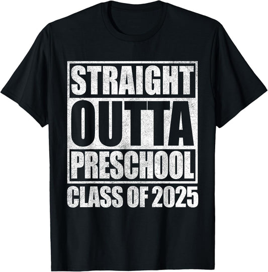 Preschool Graduation Shirt For Boys Straight Outta Preschool T-Shirt - T-Shirt | Black