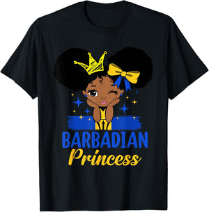 Barbadian Princess Barbados Girl Melanin Cute Barbadian Flag T-Shirt - T-Shirt | Black