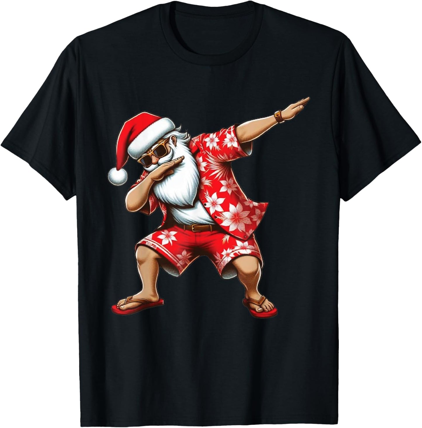 Dabbing Santa Christmas in July Boys Men Hawaiian Xmas Dab T-Shirt - T-Shirt | Black