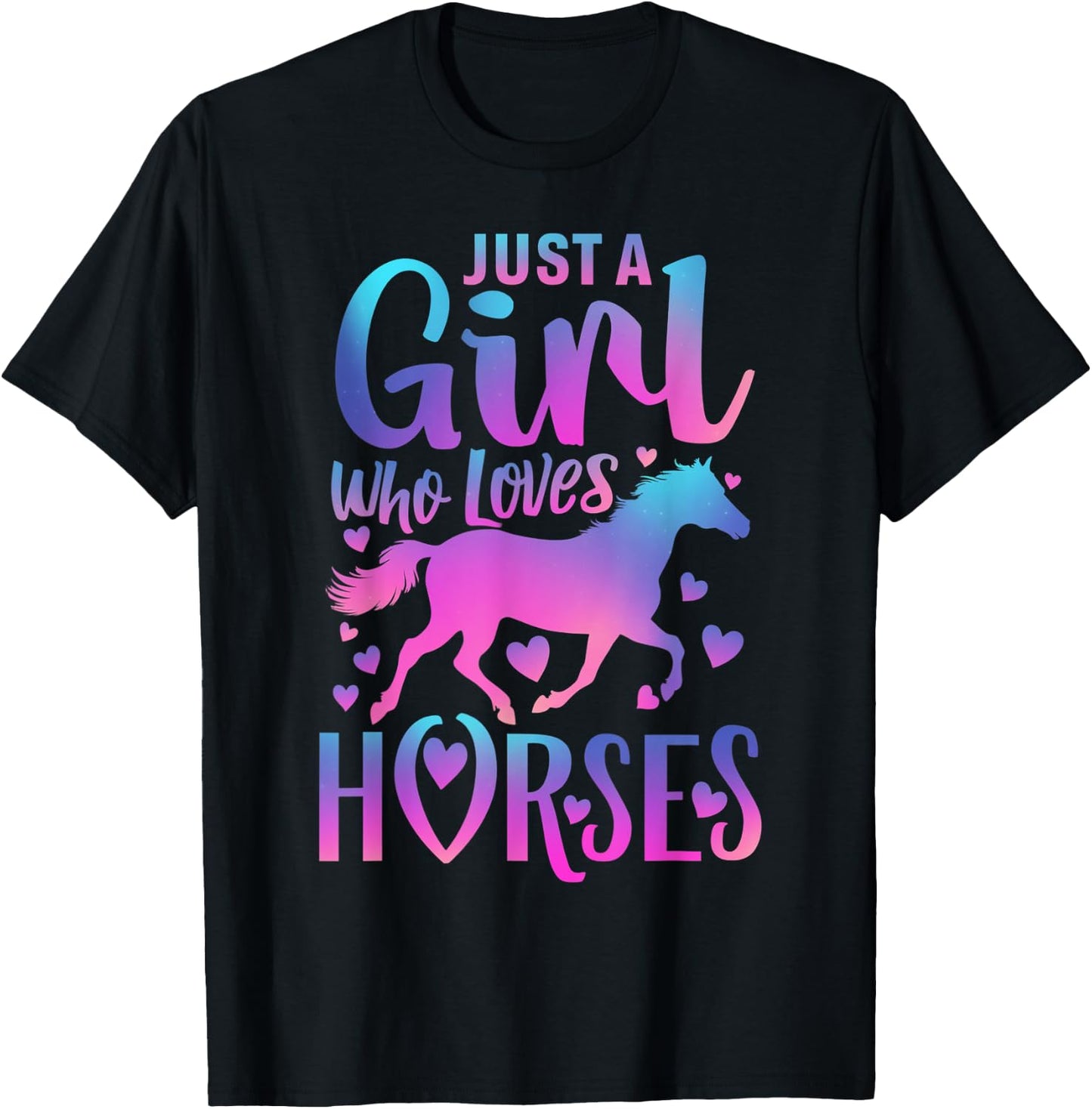 Girls Horse Shirt Gifts Just a Girl Who Loves Horses Women T-Shirt - T-Shirt | Black