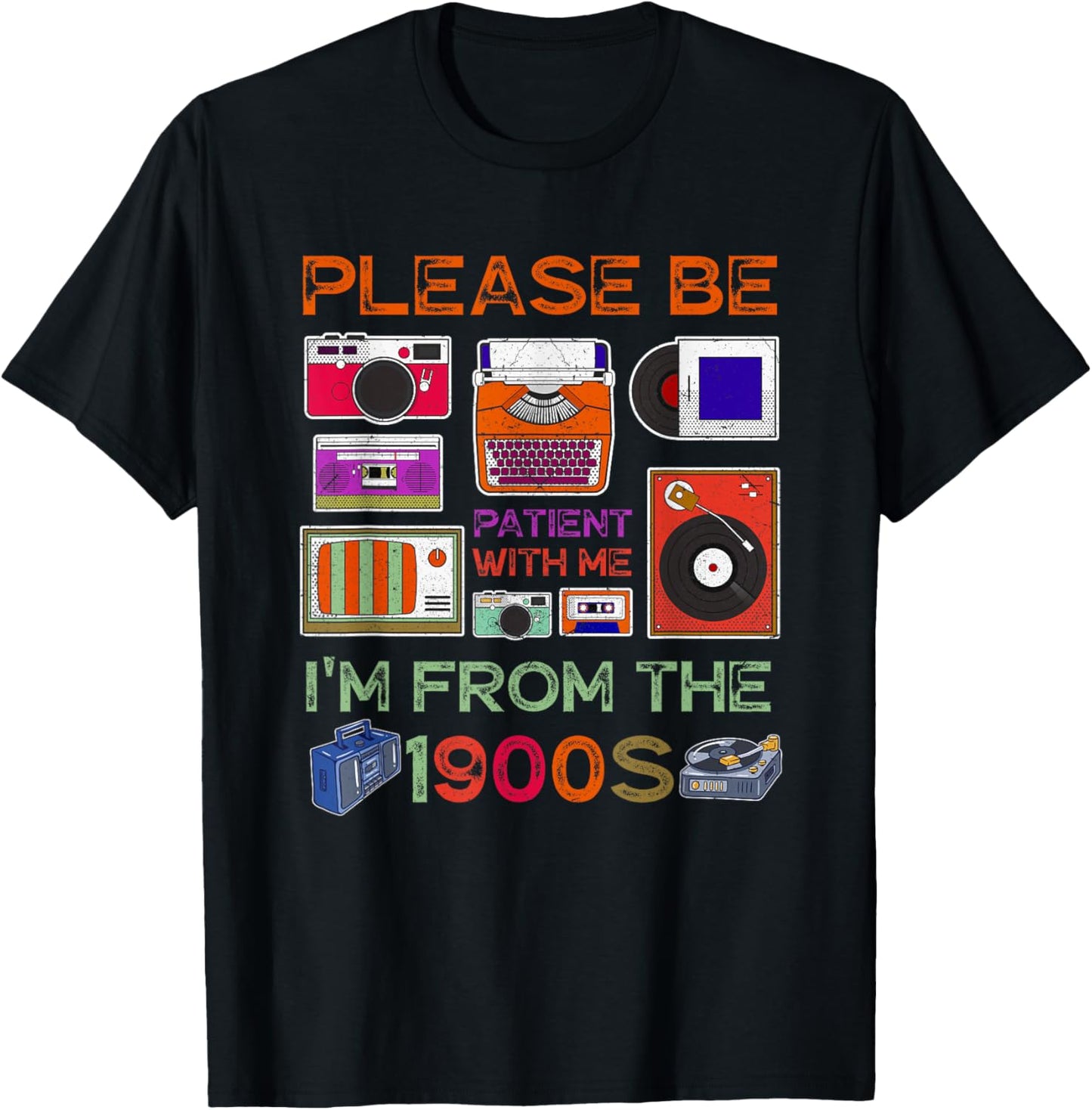 Please Be-Patient With-Me I'm From the 1900s Retro Cassette T-Shirt - T-Shirt | Black