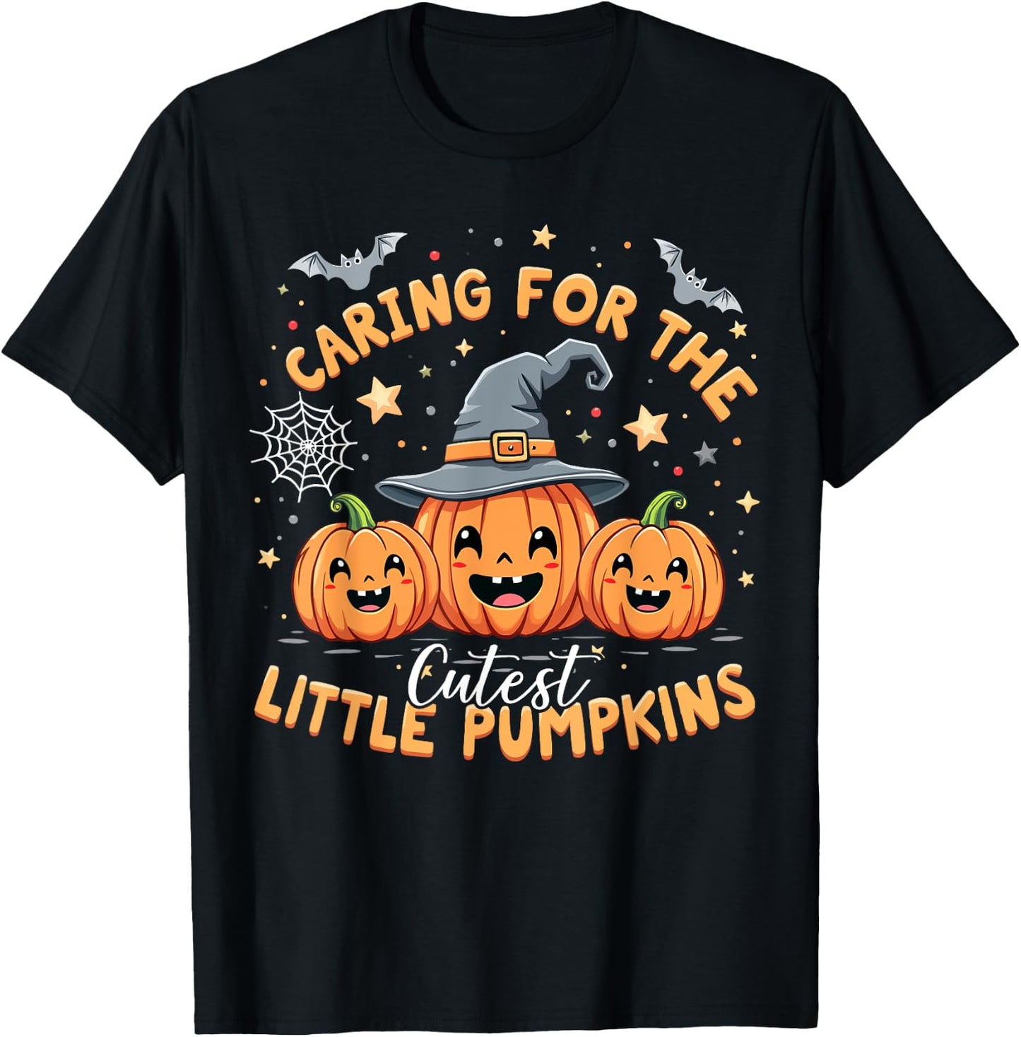 Caring For The Cutest Little Pumpkins Halloween Nurse T-Shirt - T-Shirt | Black