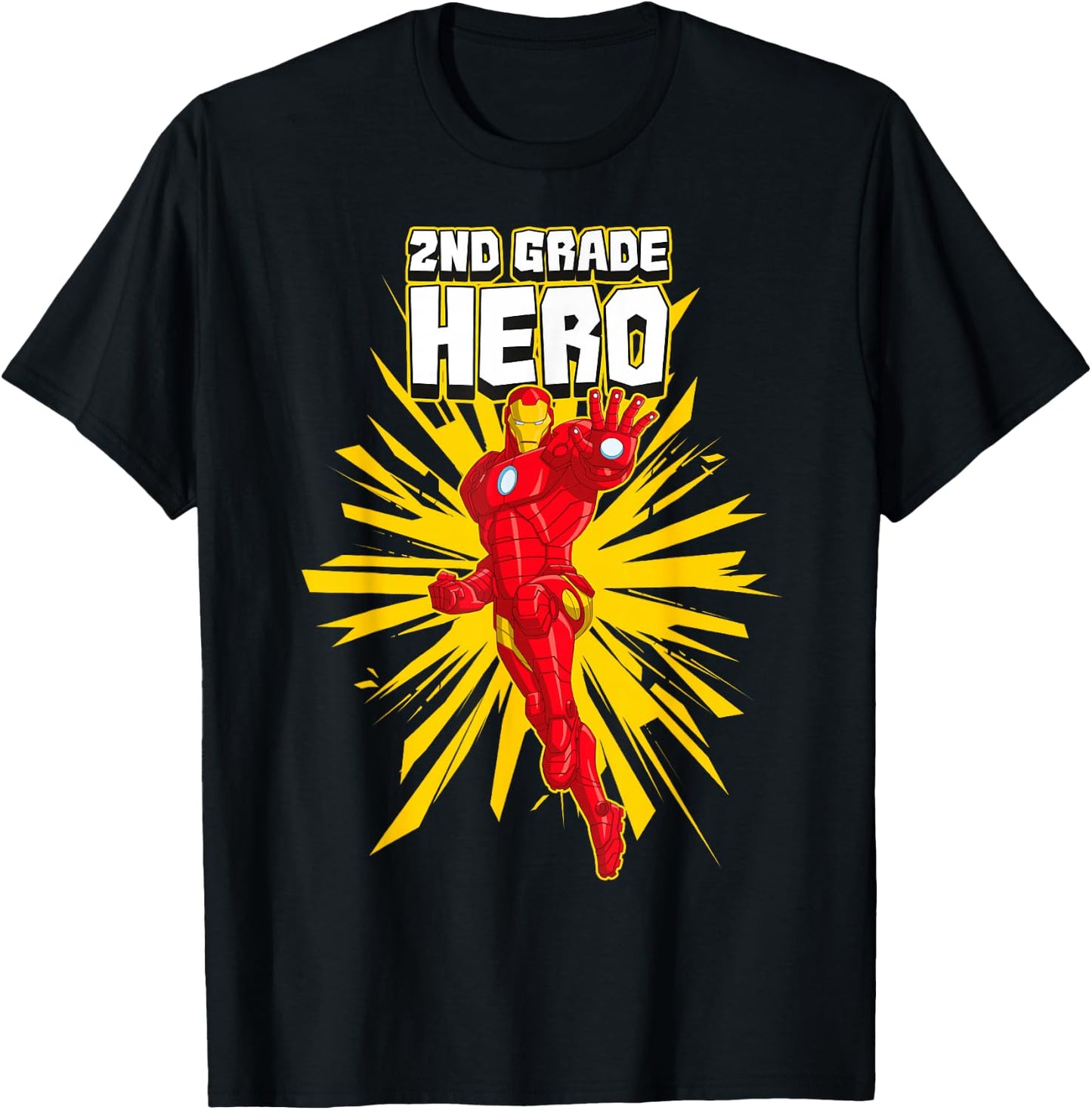 Marvel Iron Man 2nd Grade Hero School Text T-Shirt - T-Shirt | Black