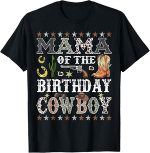 Mama Of The Birthday Cowboy Rodeo Mama T-Shirt - T-Shirt | Black