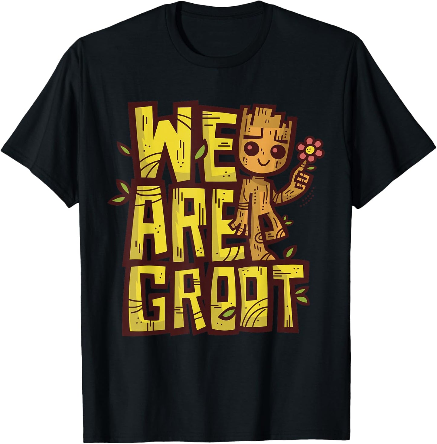 Marvel 85th Anniversary We are Groot Garden Nature Flower T-Shirt - T-Shirt | Black