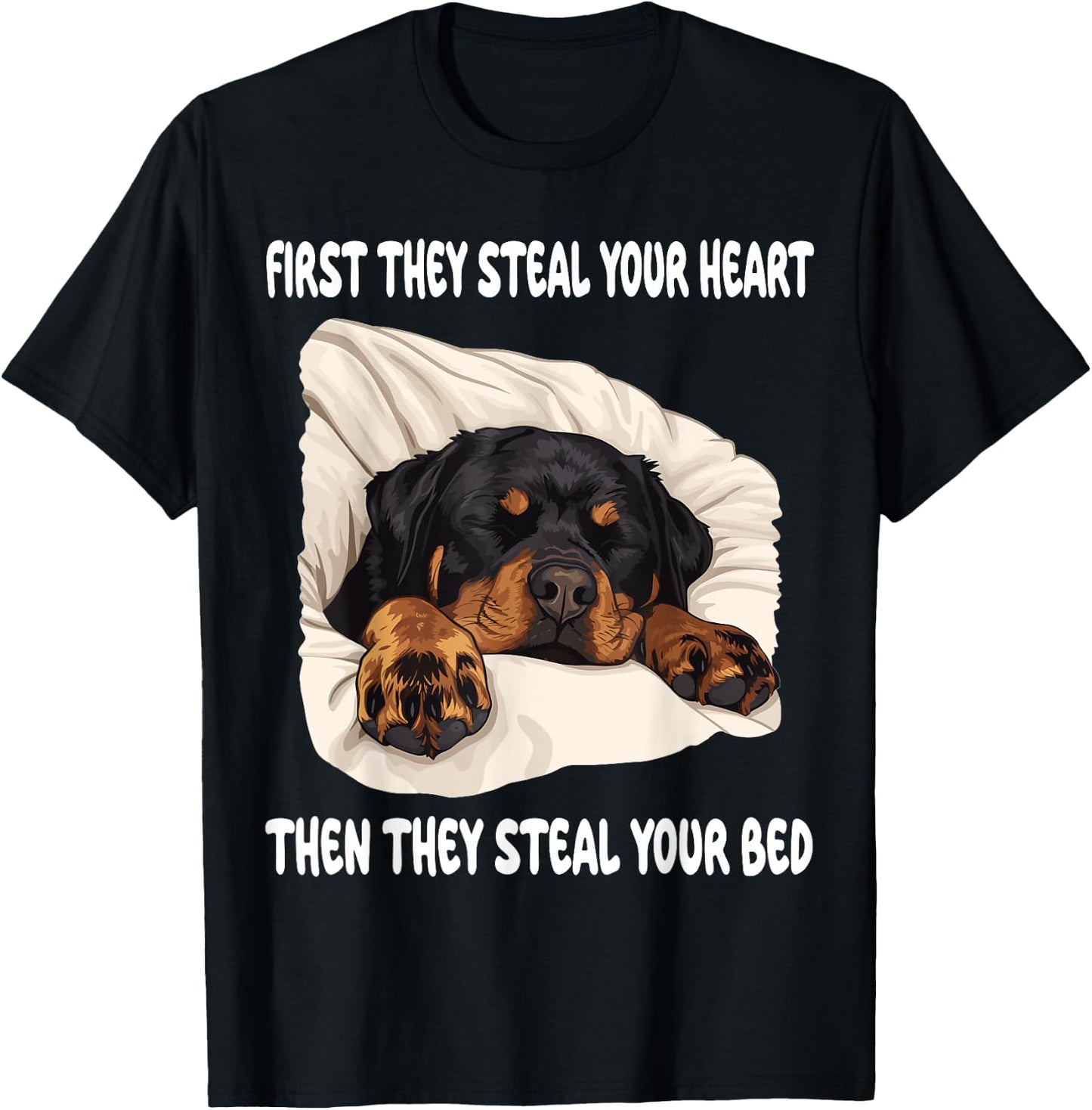 Rottweiler Sleeping Pajamas Nightgown T-Shirt - T-Shirt | Black