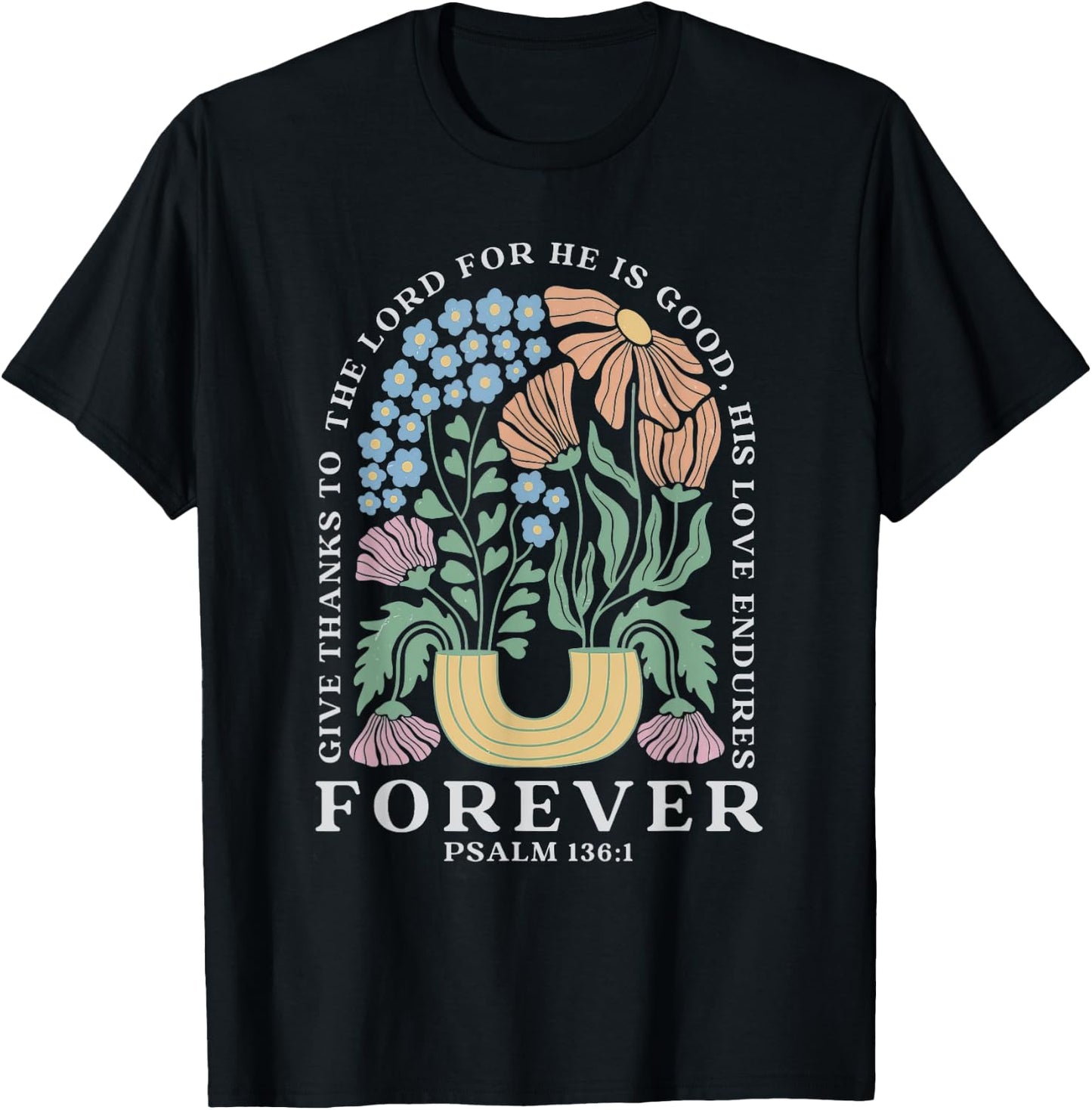 Boho Christian Shirt Women Bible Verse Jesus Vintage Floral T-Shirt - T-Shirt | Black