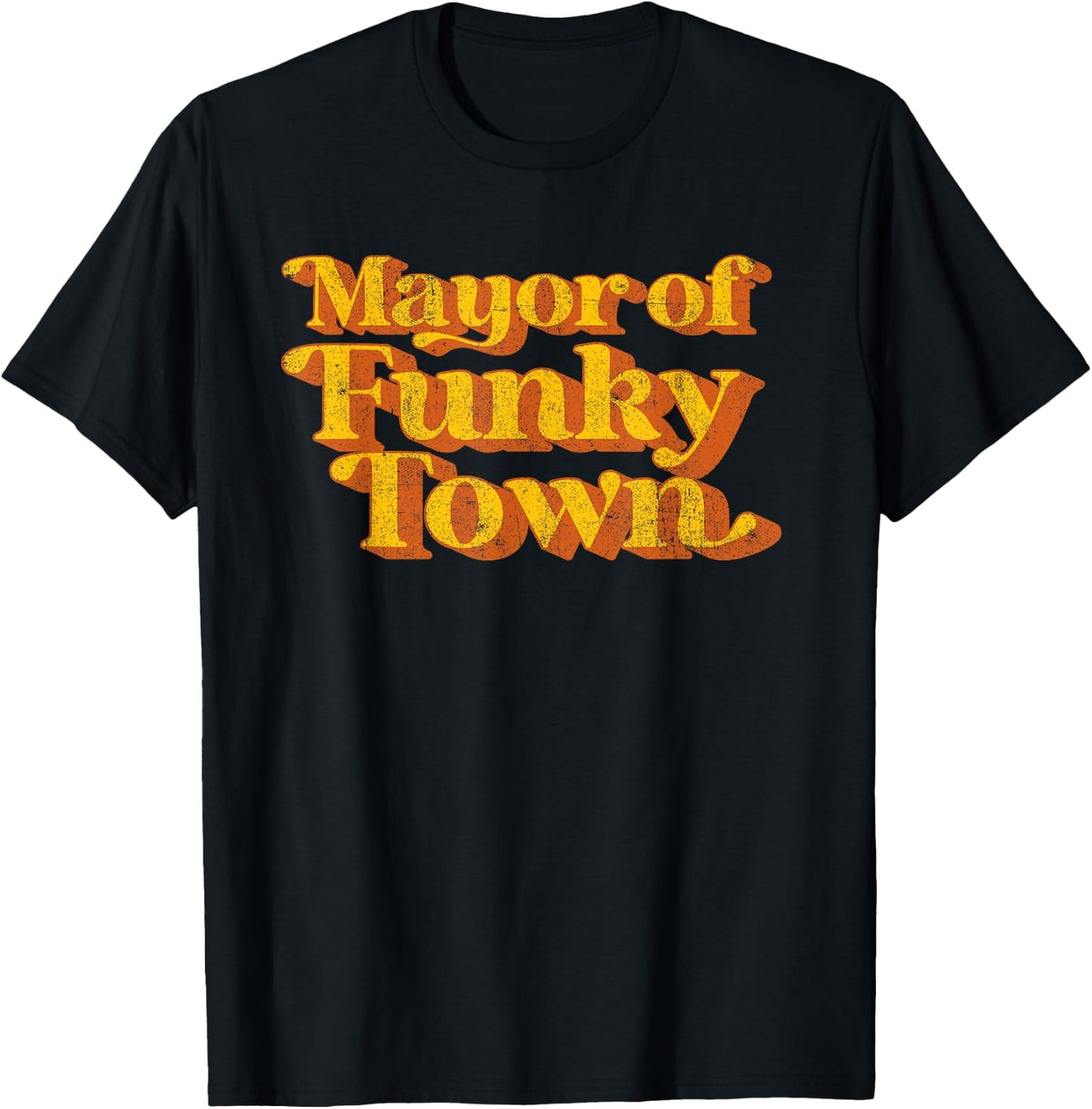 Retro Mayor of Funky Town Funny Vintage 70's Disco Party T-Shirt - T-Shirt | Black