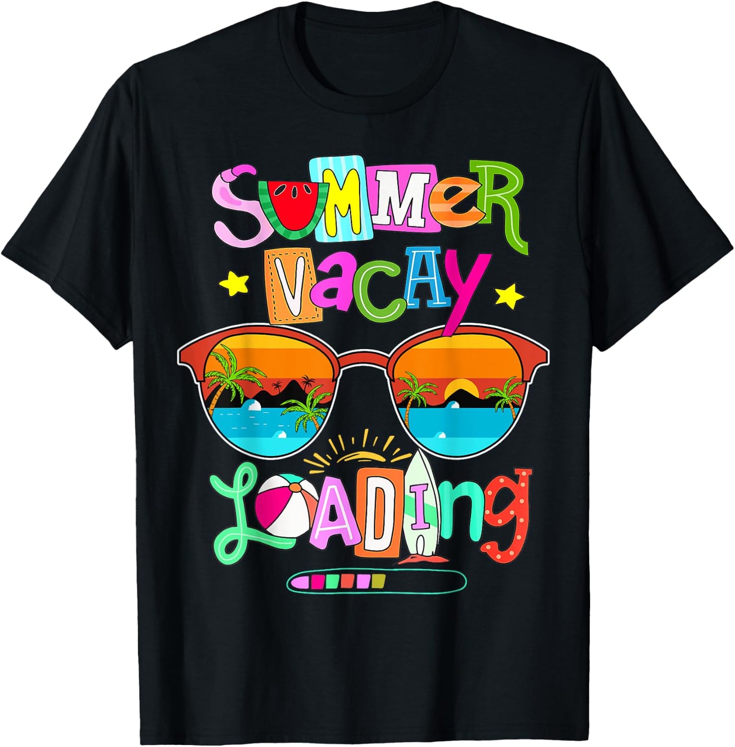 Women Summer Vacay Loading Summer Teacher End of the Year T-Shirt - T-Shirt | Black