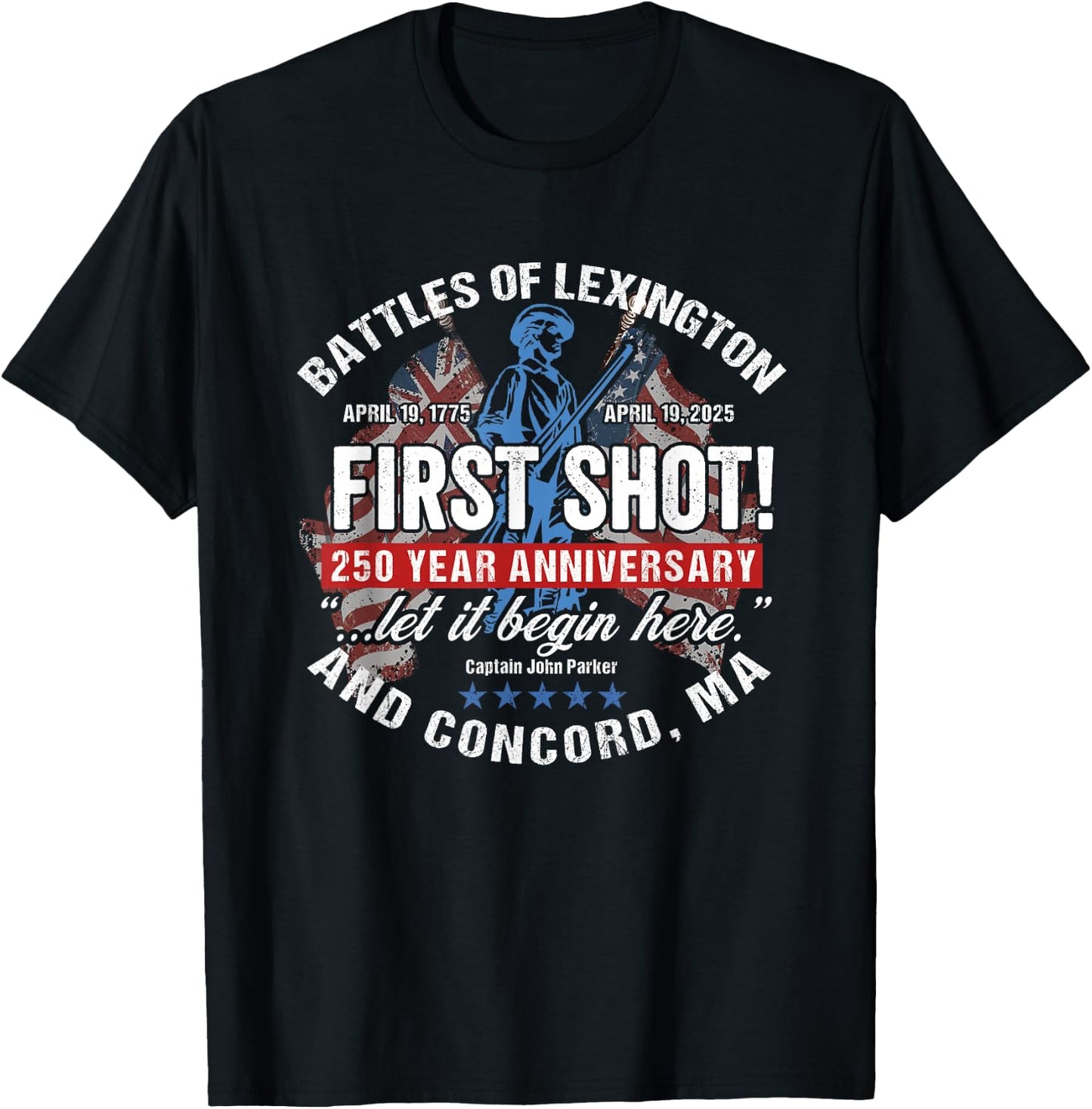 American Revolutionary War 250 Year Anniversary Souvenir T-Shirt - T-Shirt | Black
