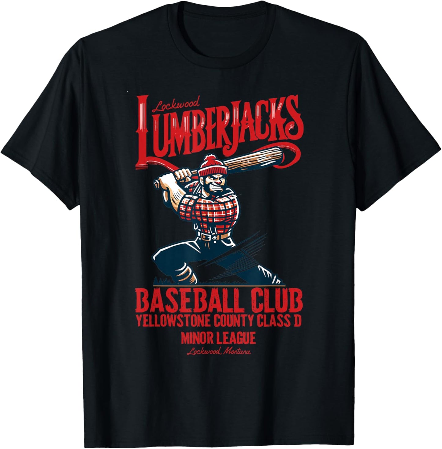 Lockwood Lumberjacks Retro Minor League Baseball Team T-Shirt - T-Shirt | Black