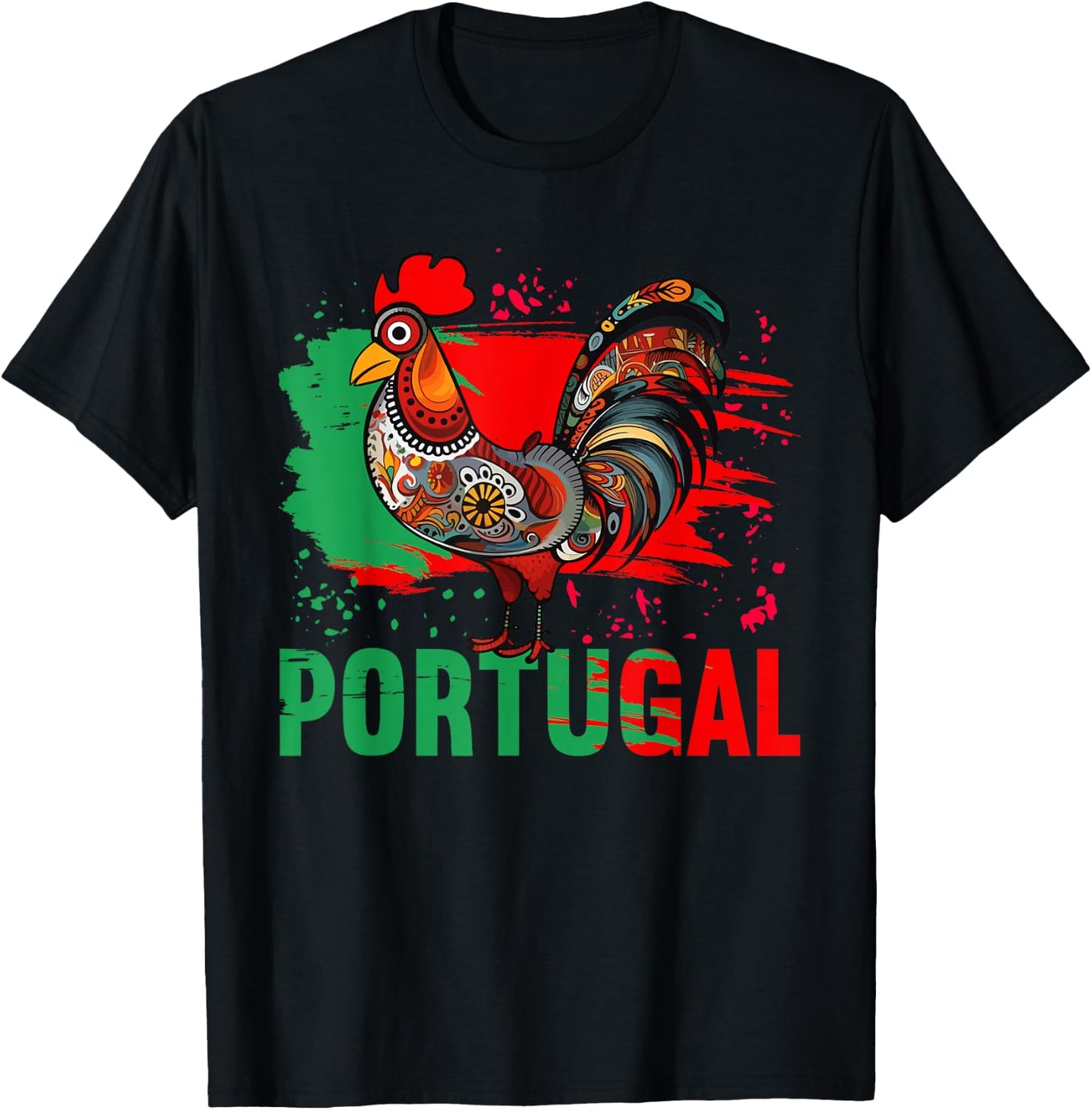 Galo de Barcelos Portuguese Rooster Shirt Portugal T-Shirt - T-Shirt | Black