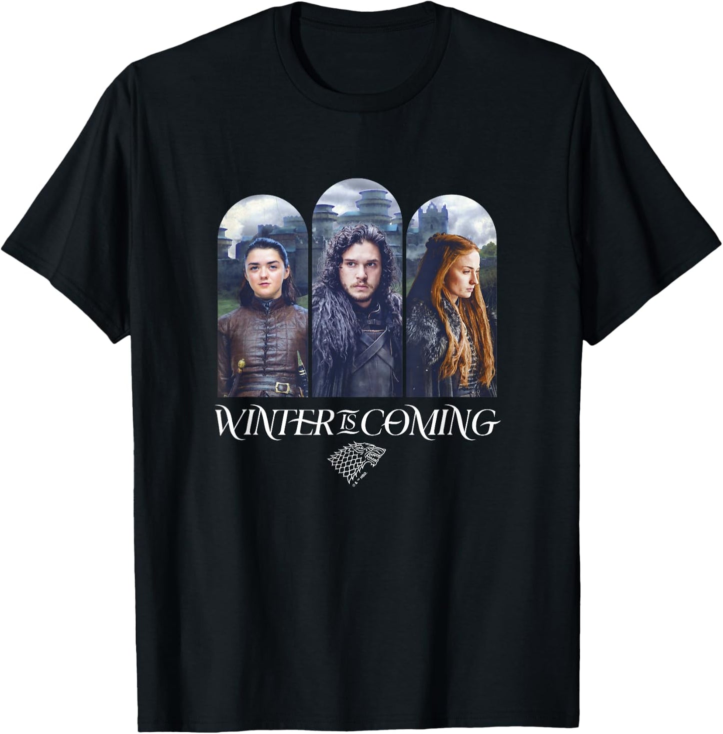 Game Of Thrones Winter Is Coming House Stark Portraits T-Shirt - T-Shirt | Black