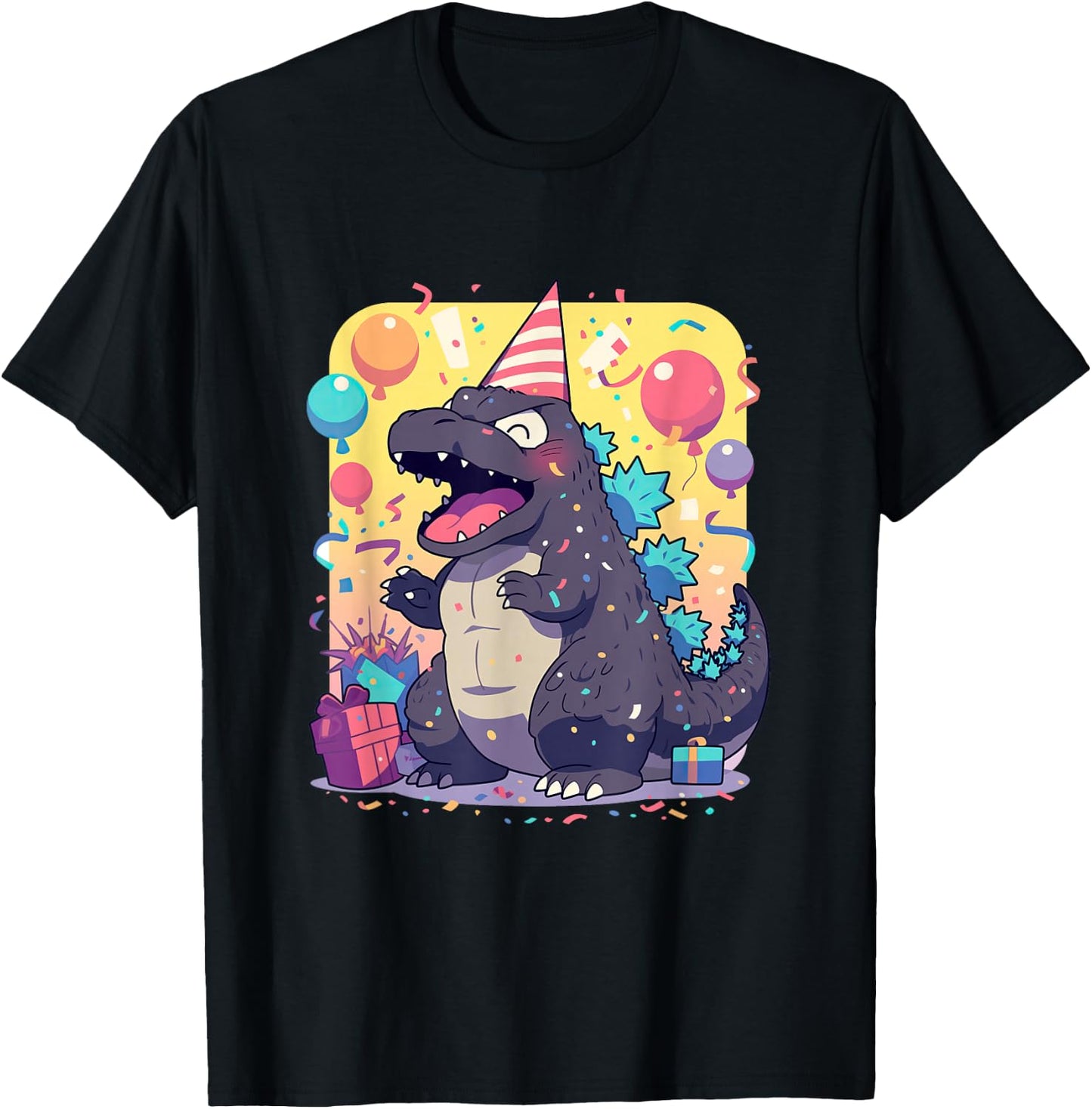 Cute Happy Birthday Japanese Kaiju Monster Epic Party T-Shirt - T-Shirt | Black