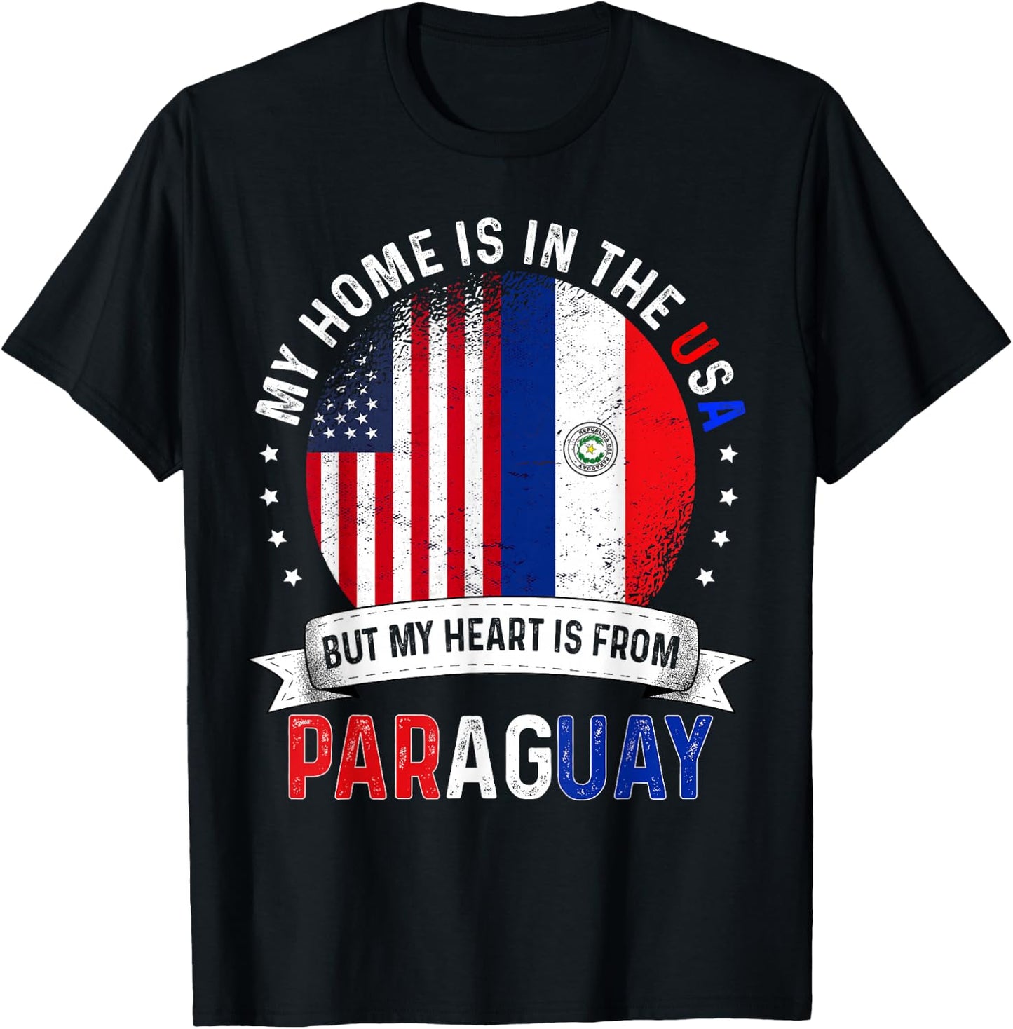 Paraguayan American Patriot Heart is from Paraguay Flag T-Shirt - T-Shirt | Black