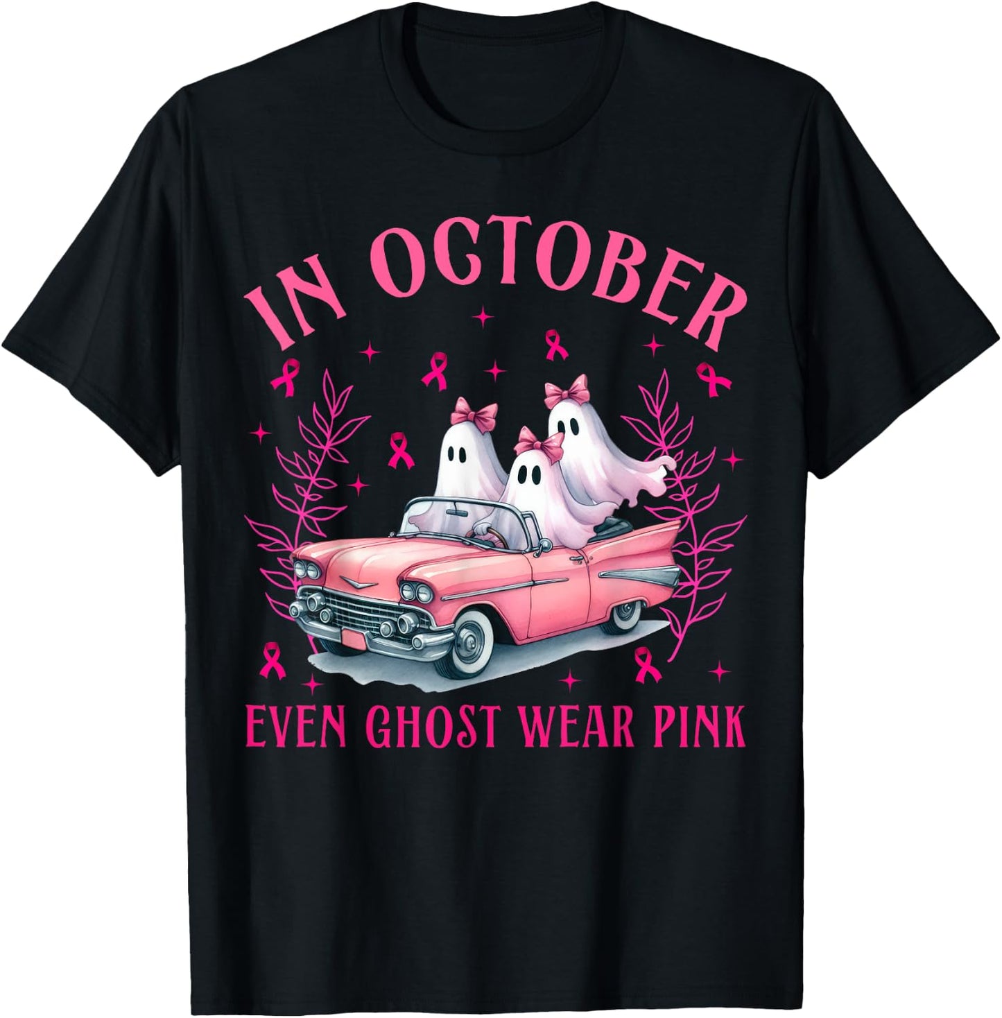 In October Even Ghost Wear Pink T-Shirt - T-Shirt | Black