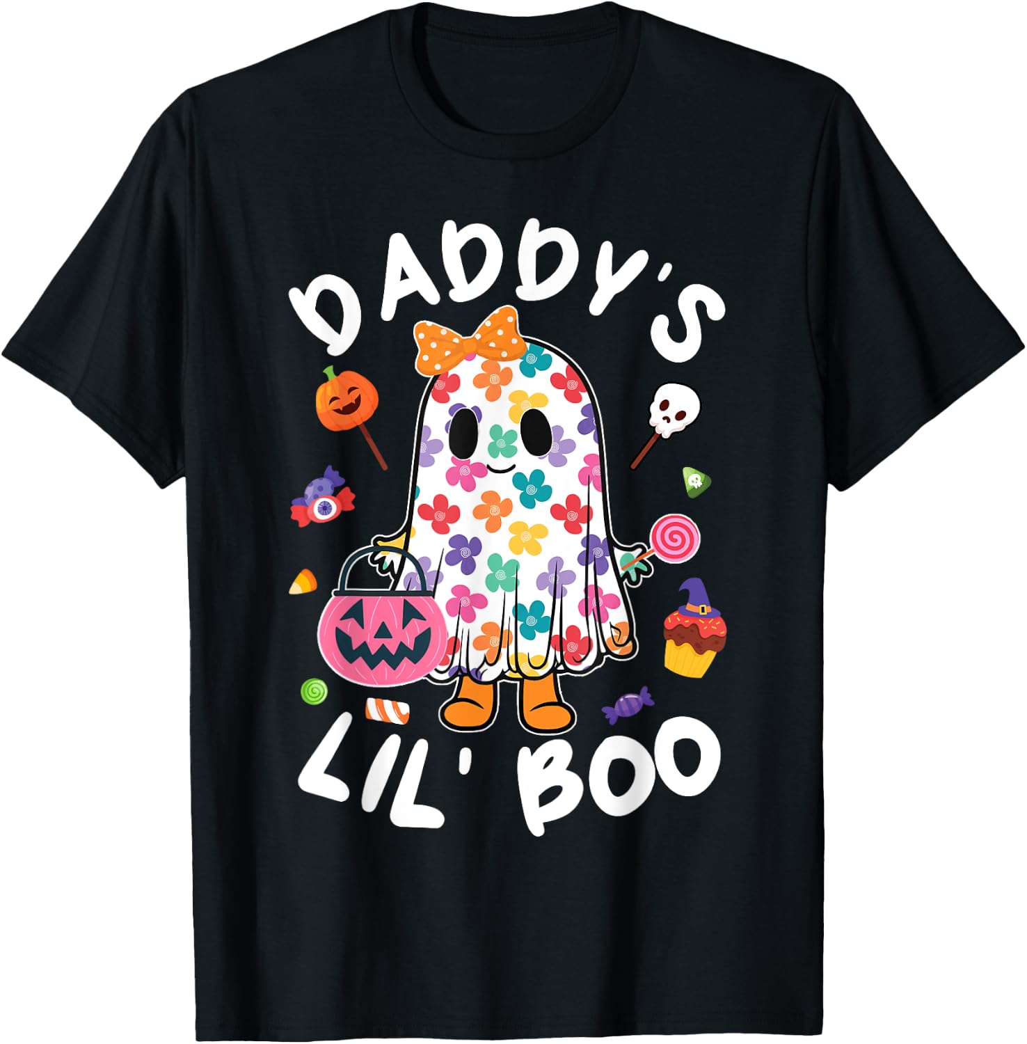 Daddy’s Lil Boo Halloween Costume Toddler Girl Daughter Kids T-Shirt - T-Shirt | Black