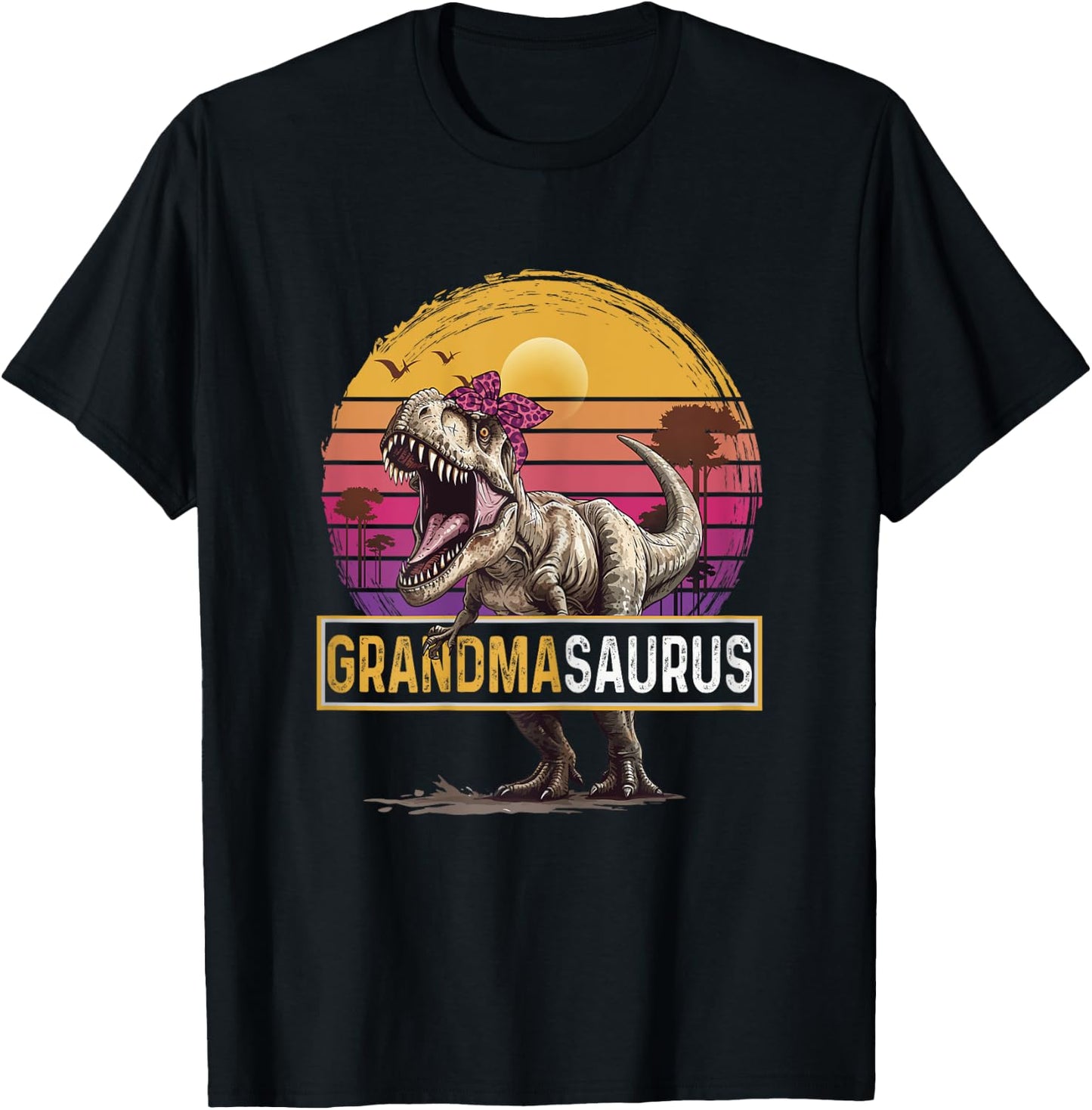 Grandmasaurus T Rex Dinosaur Grandma Family Matching T-Shirt - T-Shirt | Black