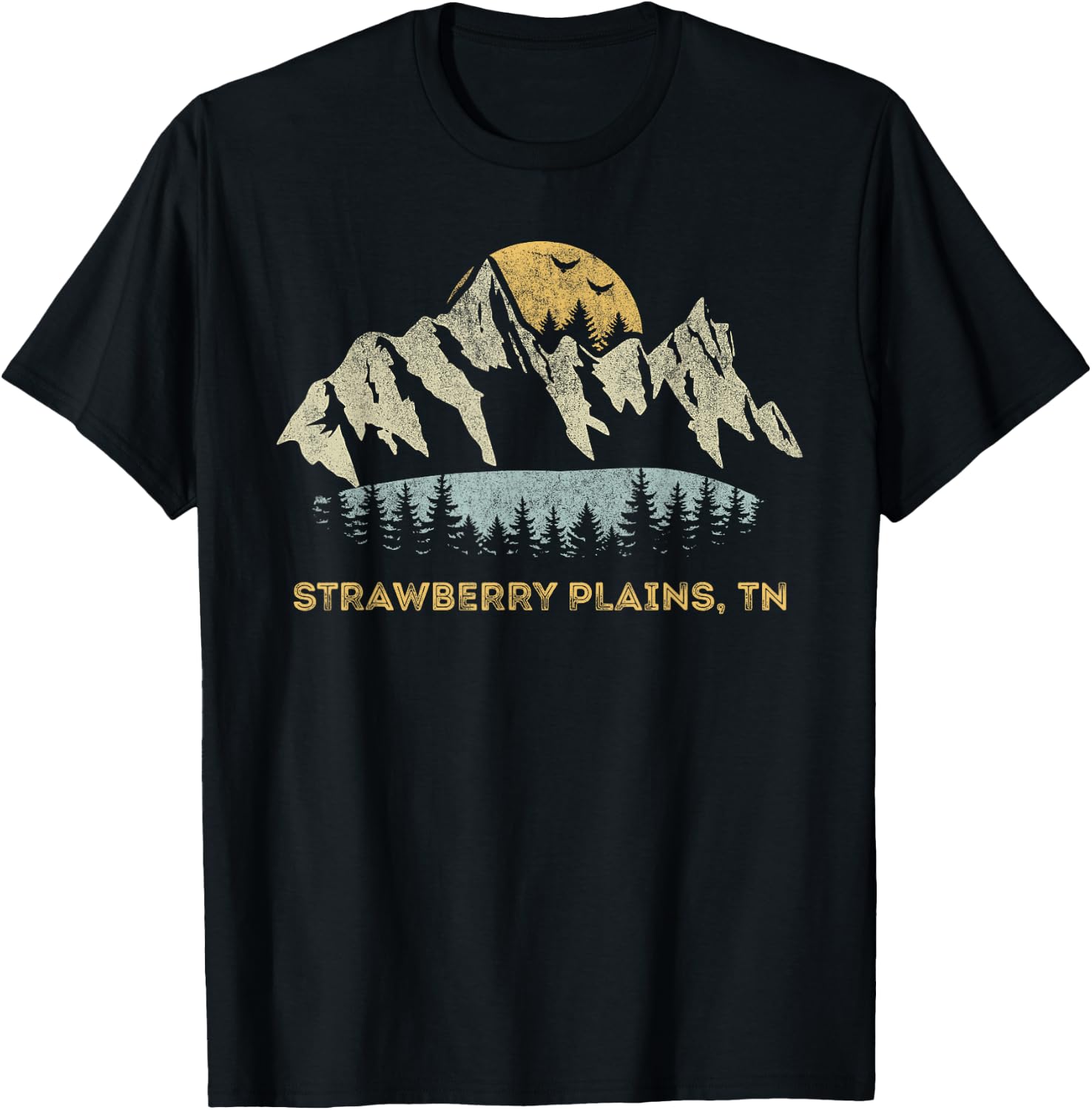 Strawberry Plains Tennessee Mountain Sunset Sunrise TN T-Shirt - T-Shirt | Black