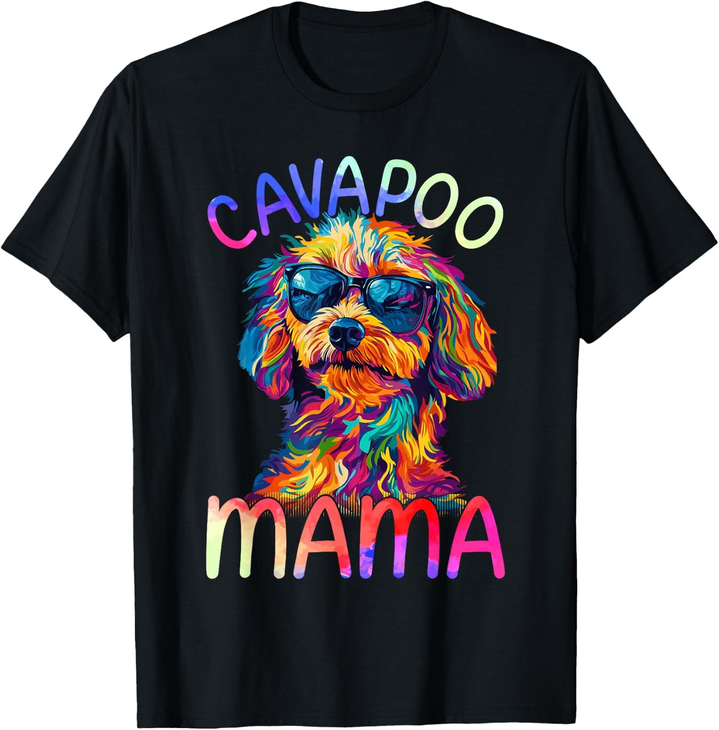 Cavapoo Mom Mama Colorful Pop Art Cavapoo Dog T-Shirt - T-Shirt | Black