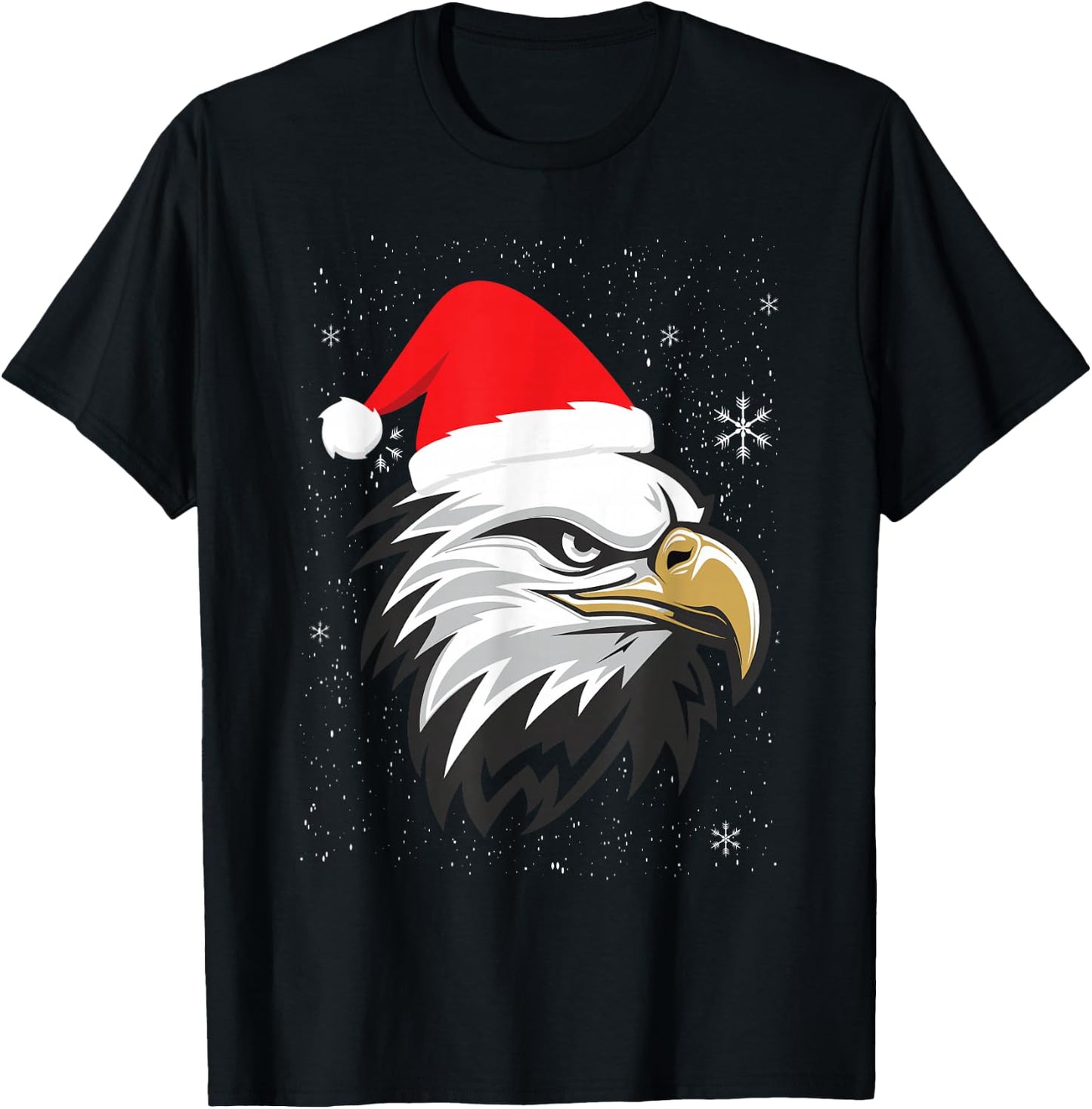 Funny Christmas Santa Hat American Bald Eagle T-Shirt - T-Shirt | Black
